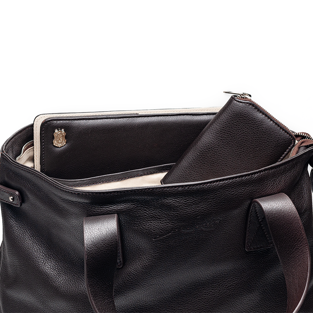 The Santiago Leather Tote in Espresso — J.L. Rocha Collections