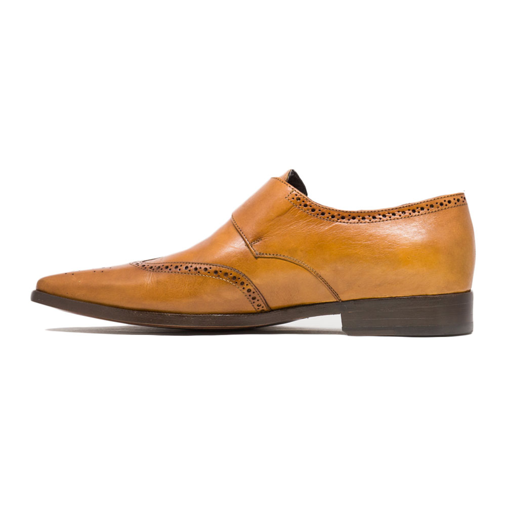 503H Single Monk Wingtip Honey — J.L. Rocha Collections