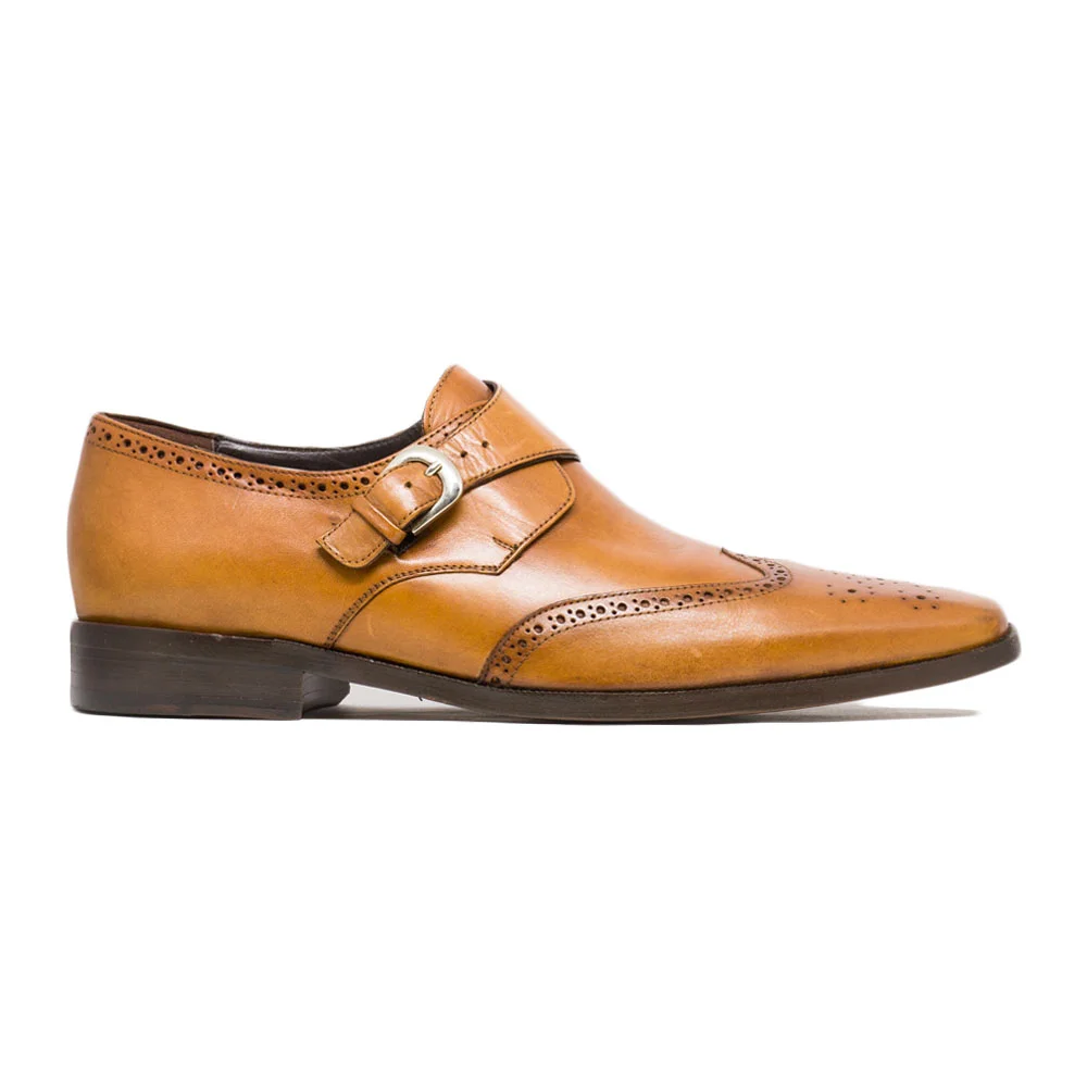 503H Single Monk Wingtip Honey — J.L. Rocha Collections display picture 3