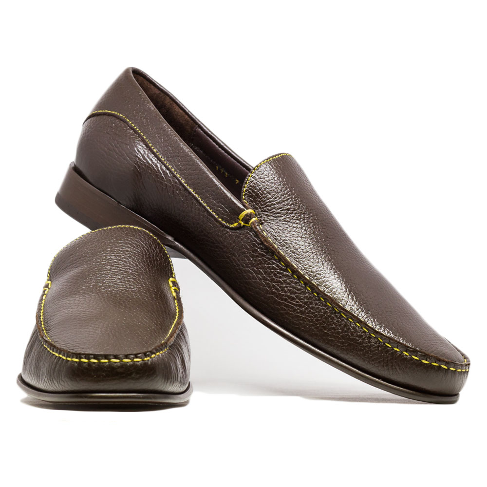 Classic Brown Leather Loafers with Gold Accents Marrakesh Brown Hazel Bit Loafers – HolloMen main image 2
