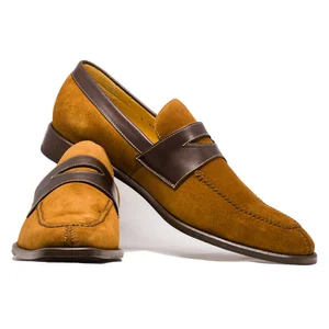 The 9515 Double Tone Suede & Calfskin Penny Loafer — J.L.  display picture 2