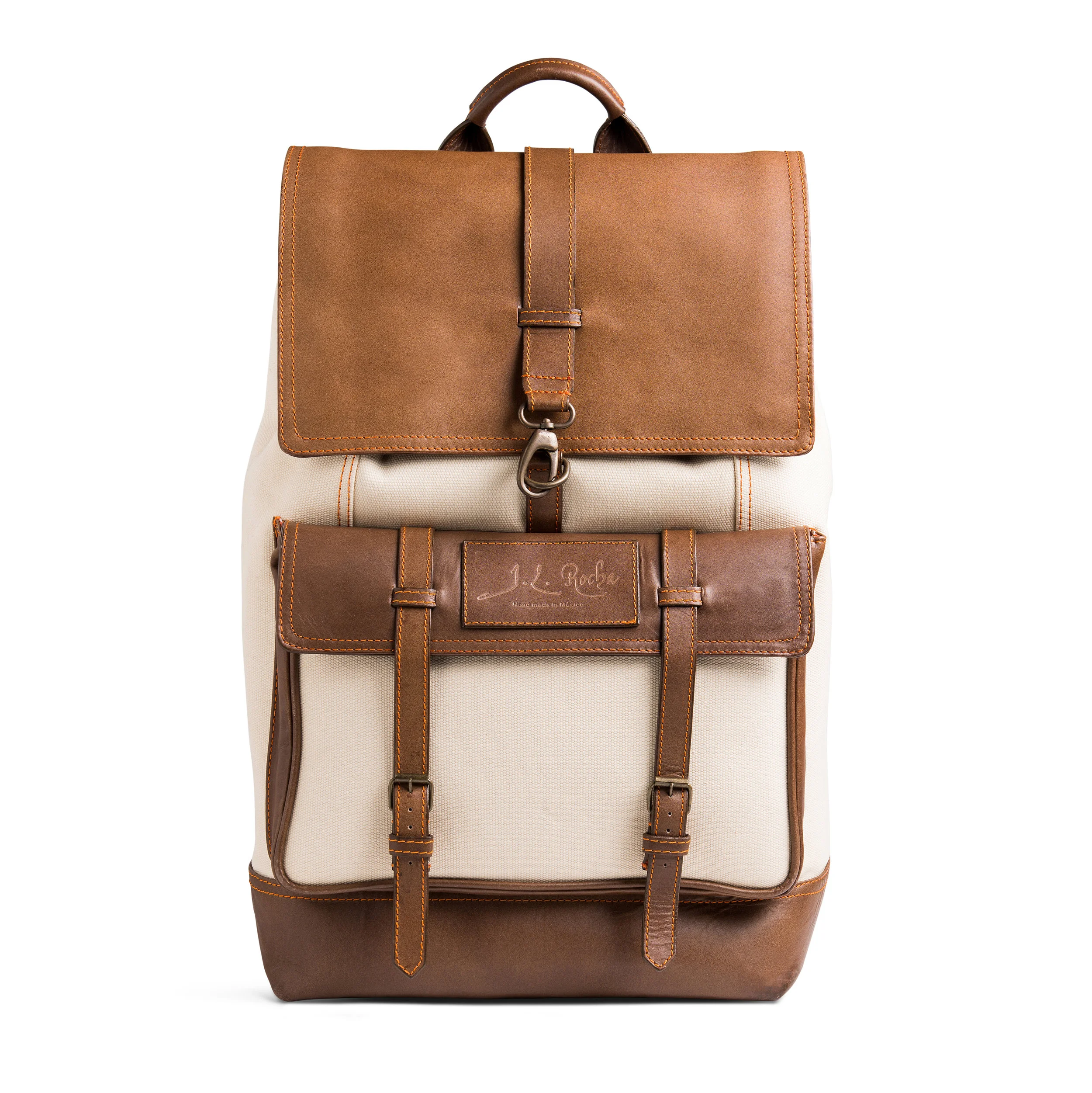 BACK PACK WHITE CANVAS HONEY LEATHER (2).jpg
