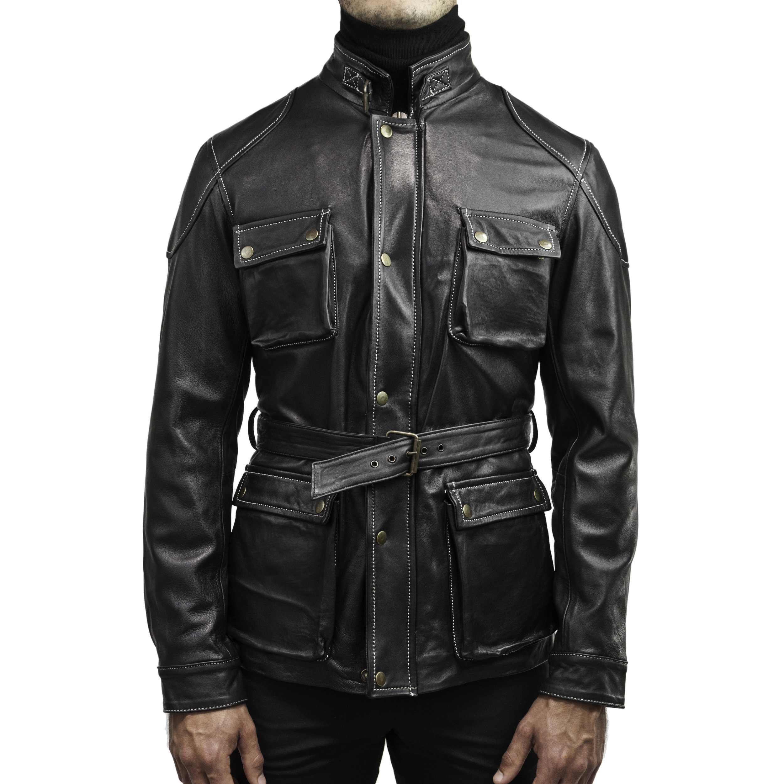 Aventura Leather Field Jacket in Black — J.L. Rocha Collections