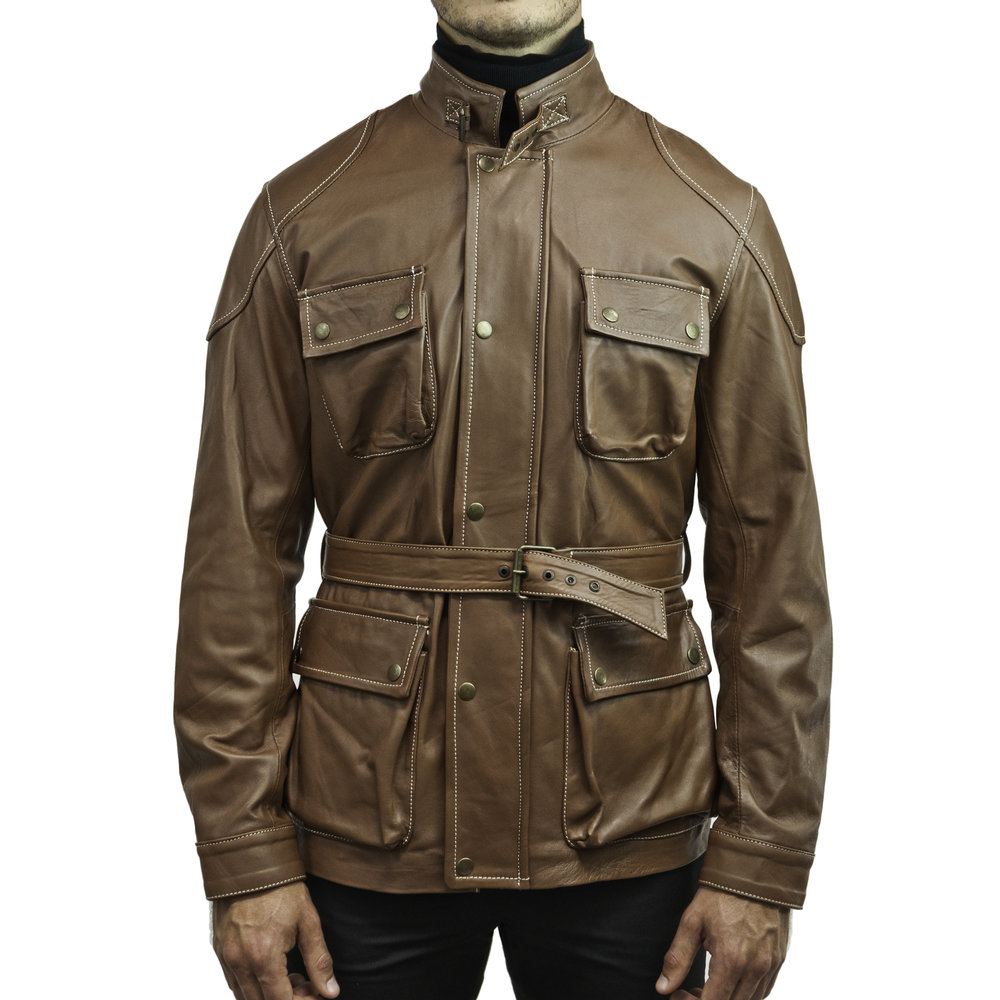 The Aventura Leather Field Jacket in Walnut — J.L. Rocha Collections