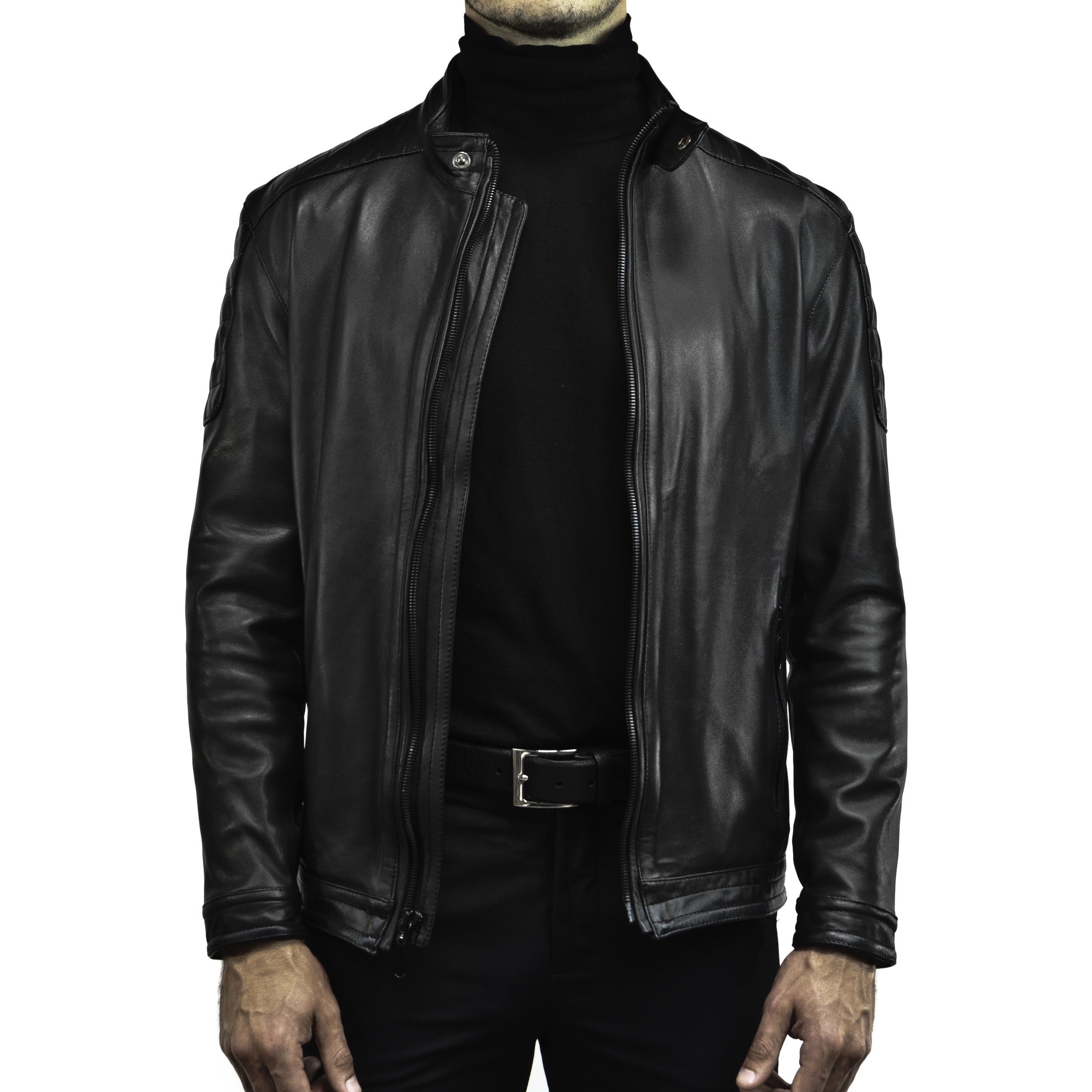 The Rufino Lambskin Leather Jacket in Black — J.L. Rocha Collections