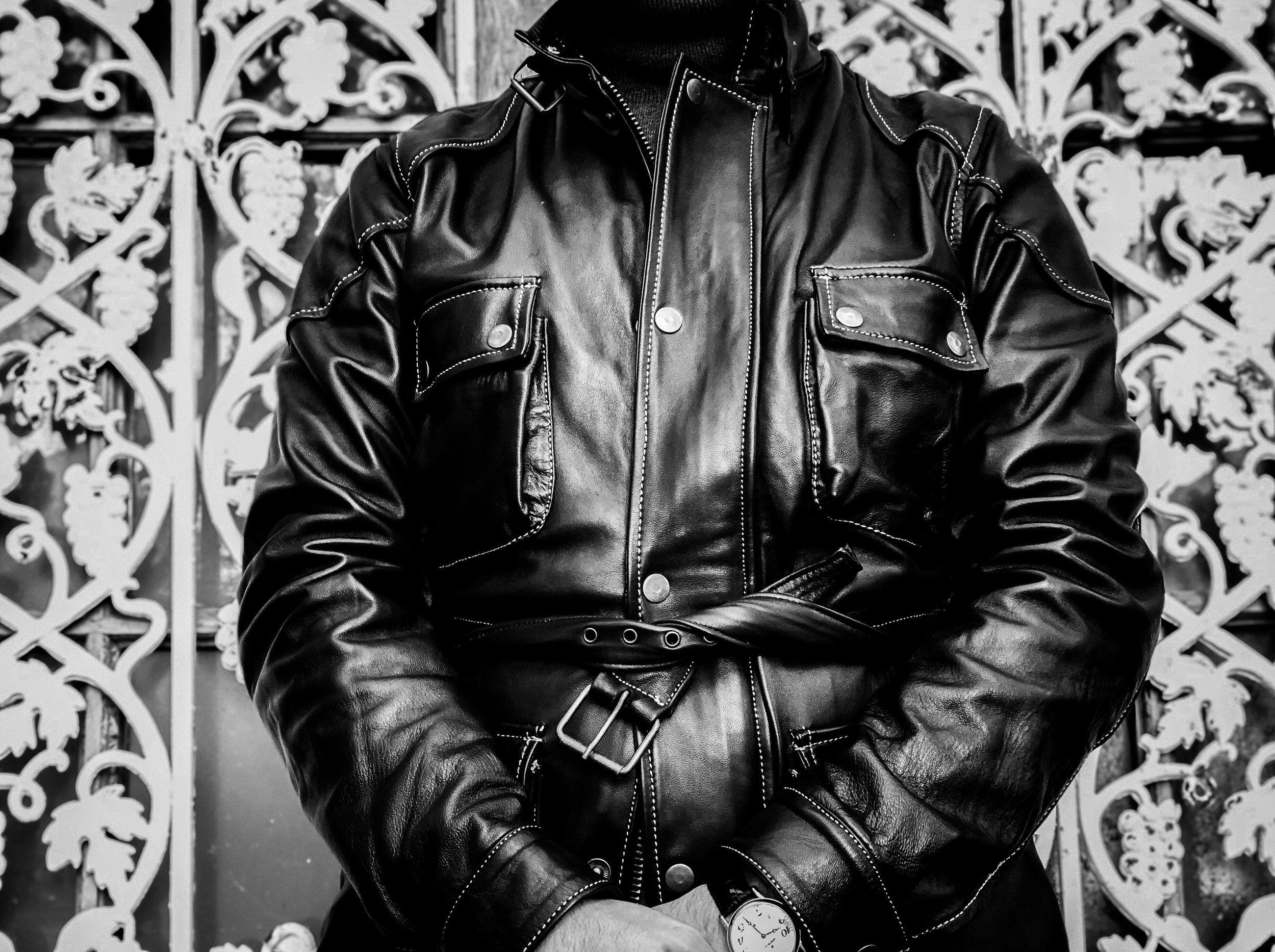 JL Rocha Mens Lambskin Leather Utility Jacket sz S (11379)