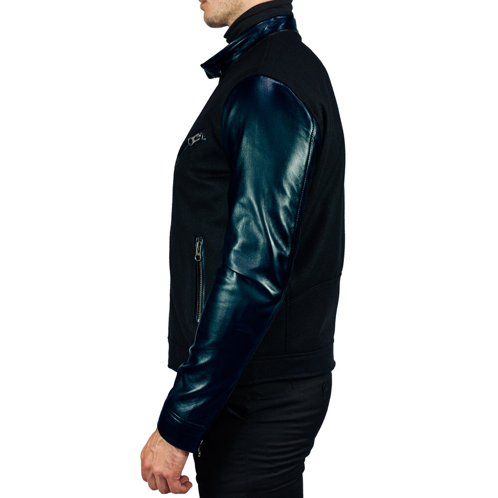 The Villa Asymmetrical Jacket in Midnight/Black — J.L. Rocha The Villa Asymmetrical Jacket in Midnight/Black — J.L. Rocha