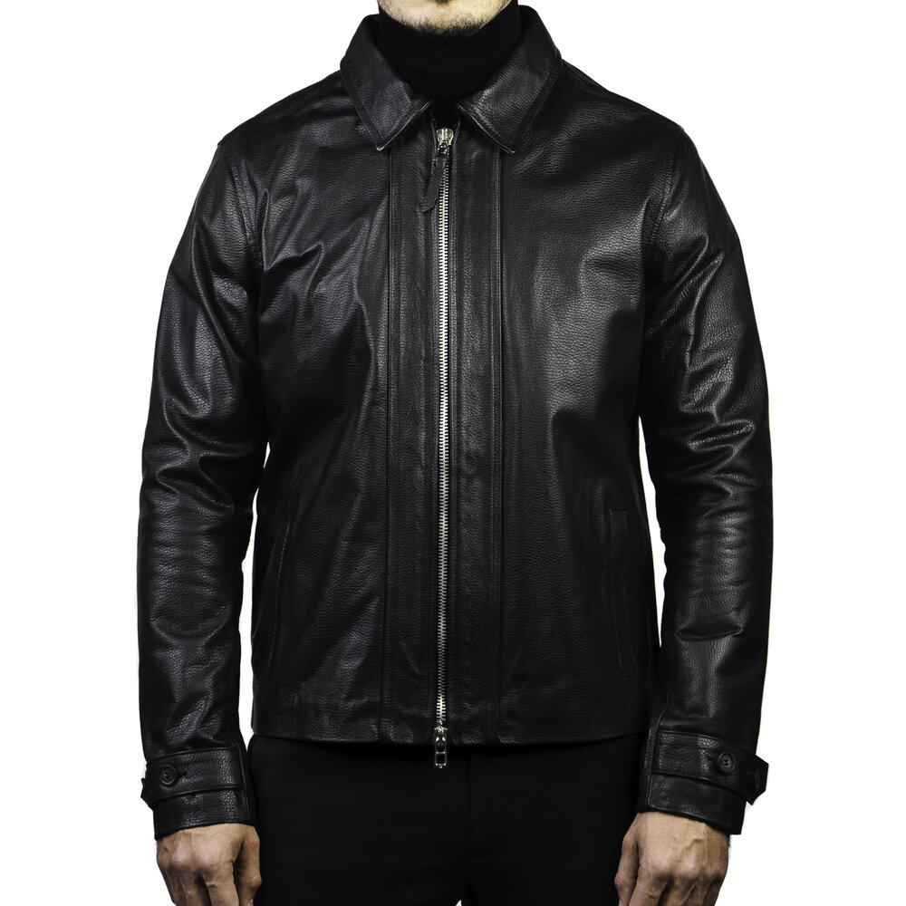 The Gaspar Leather Lumber Jacket In, Black Leather Rugged Jacket