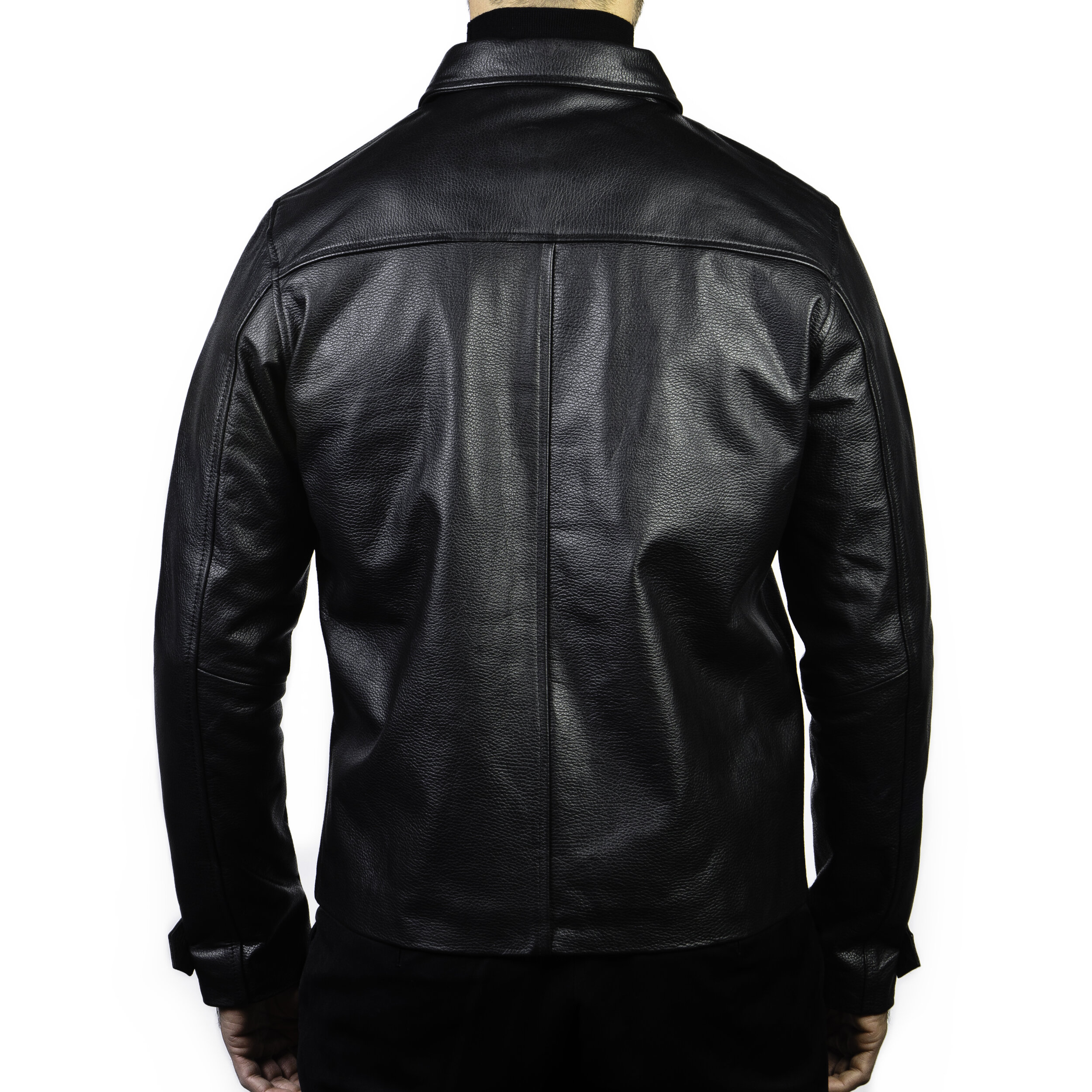 The Gaspar Leather Lumber Jacket in Black — J.L. Rocha Collections