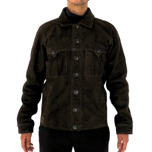 The Verne Suede Trucker Jacket in Chocolate Suede — J.L. Rocha