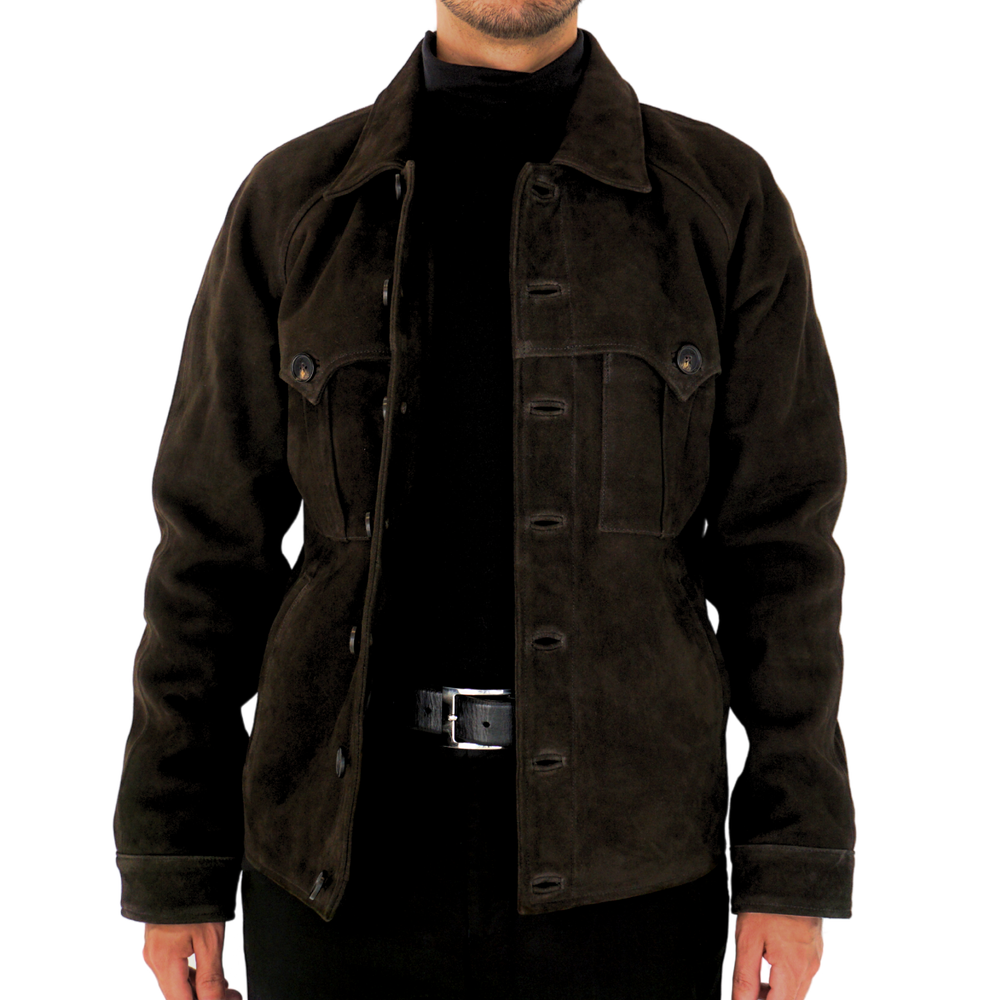 The Verne Suede Trucker Jacket in Chocolate Suede — J.L. Rocha The Verne Suede Trucker Jacket in Chocolate Suede — J.L. Rocha