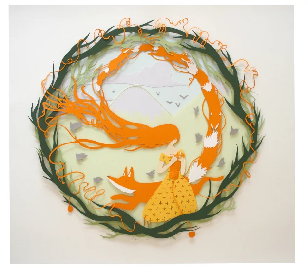 Knitted Fox paper cut sold