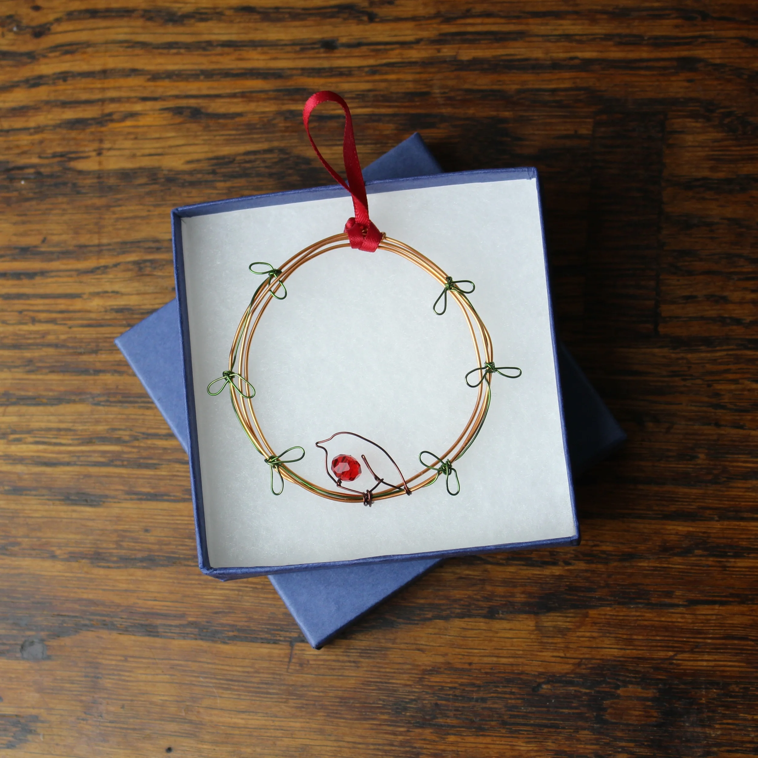 Robin Decoration copper wire and glass bead