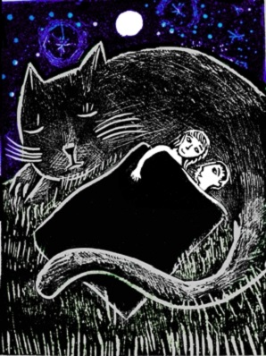 Sleeping Out Together linocut £66 (unframed)