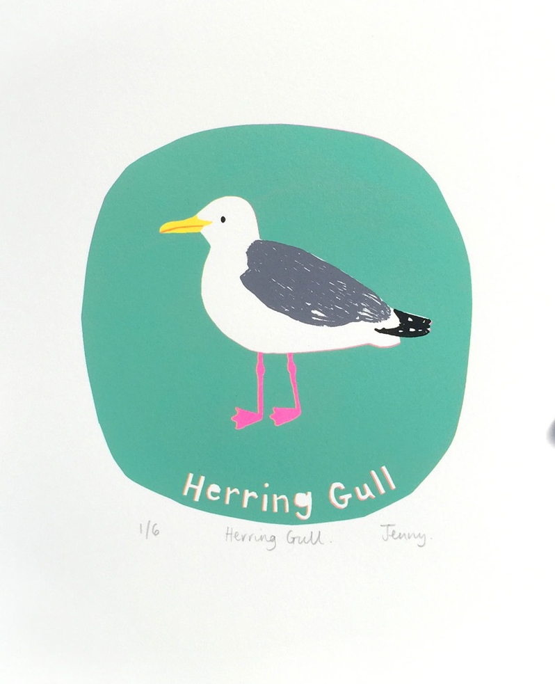 Herring Gull screen print paper size - 23cm x 25cm image size - 15 x 15cm £73
