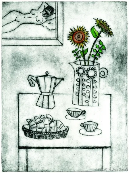 Coffee & Croissants etching £95