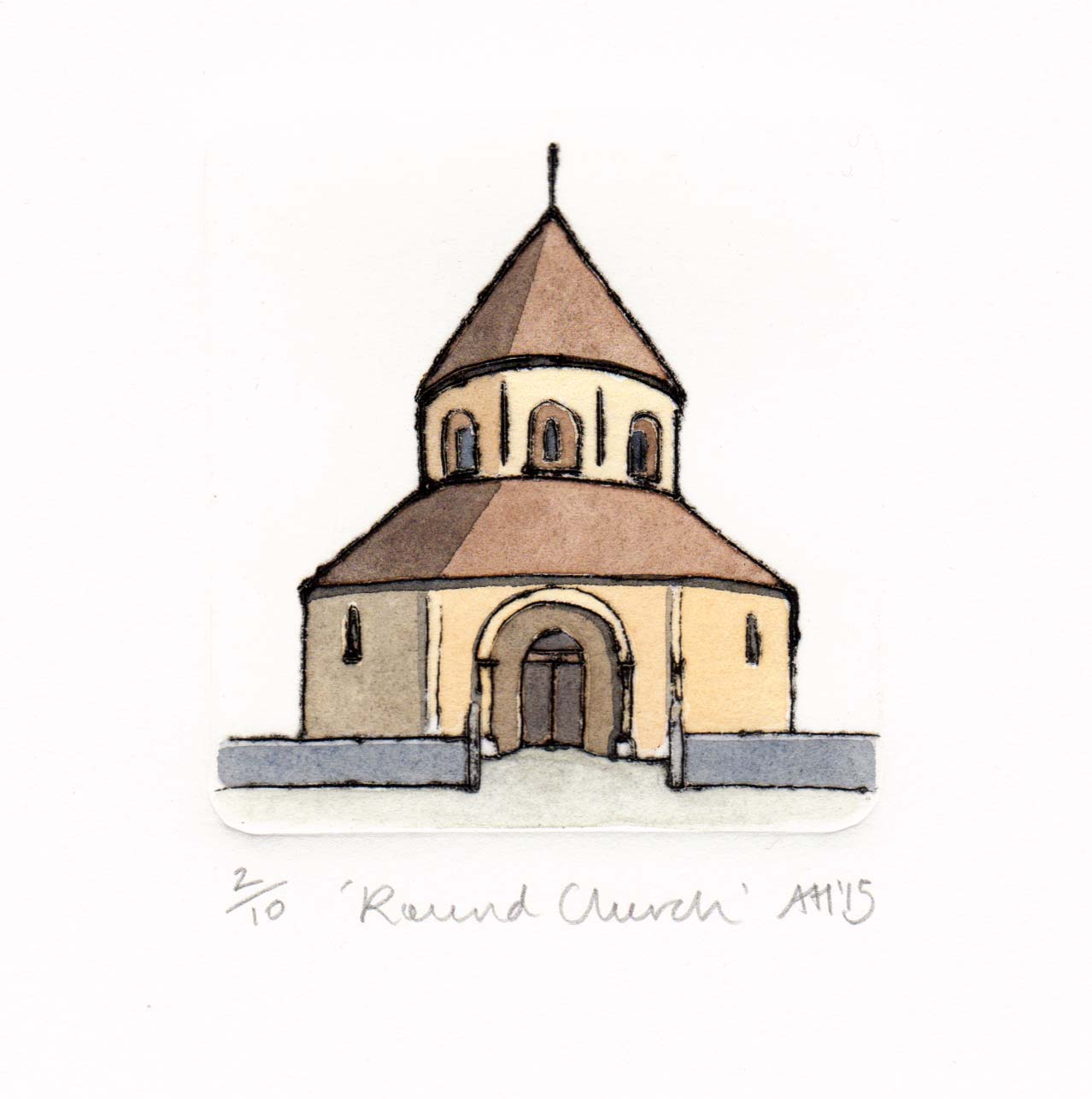 Round Church drypoint 6.5 x 7cm £65 framed