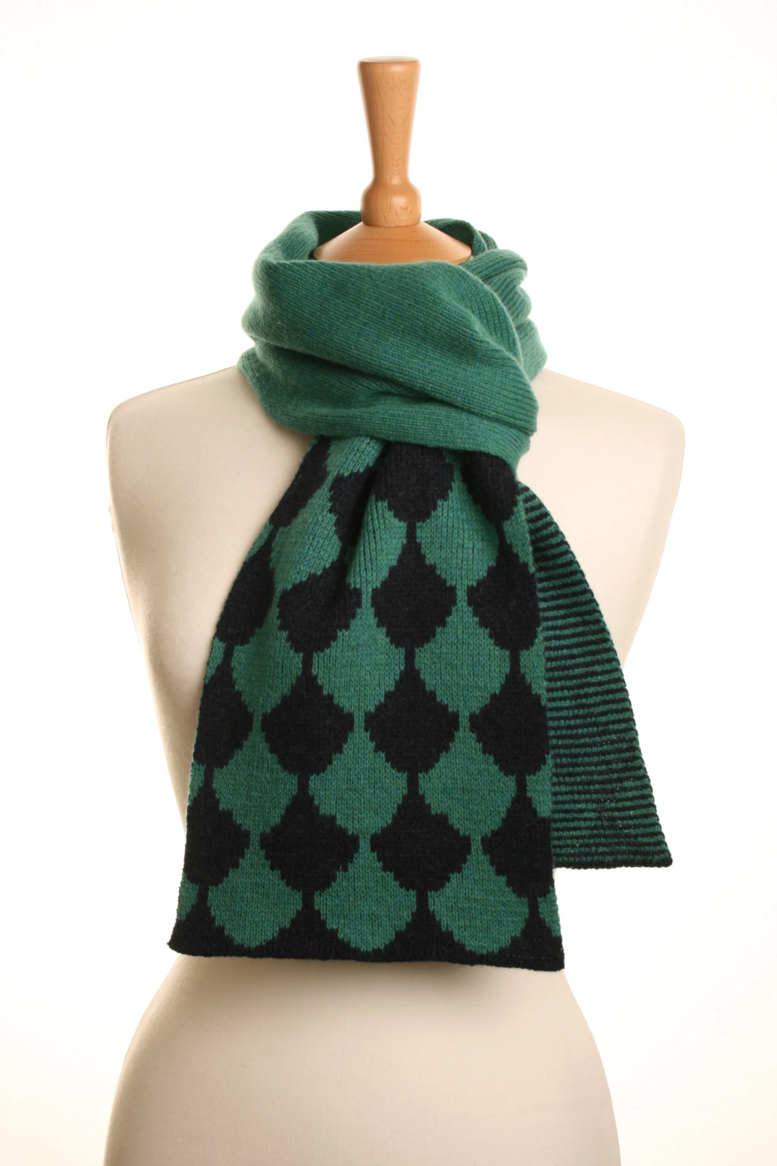 Jade Indigo Scallop Scarf Knitted Lambswool £75