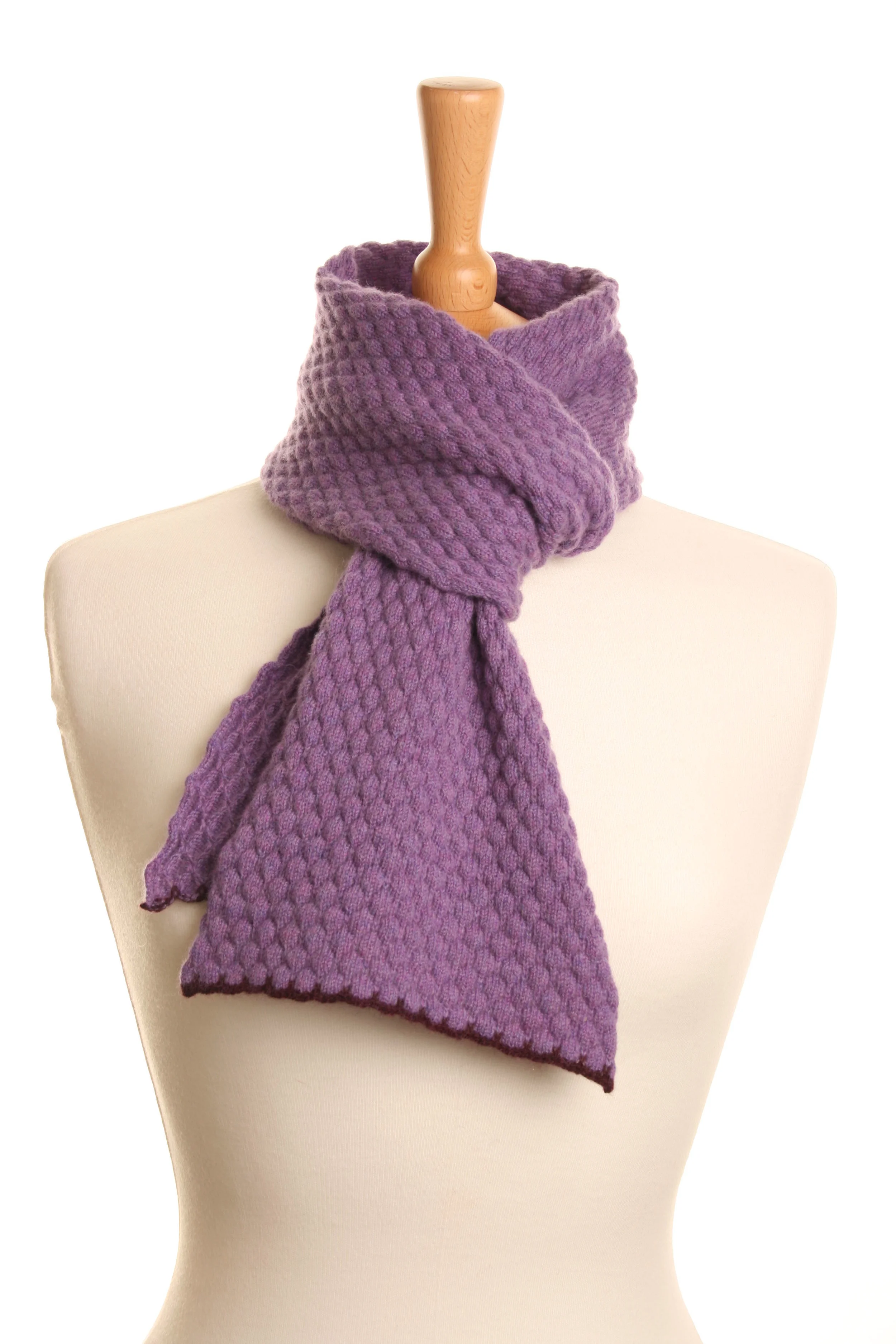 Purple Honeycomb Scarf Knitted Lambswool £50