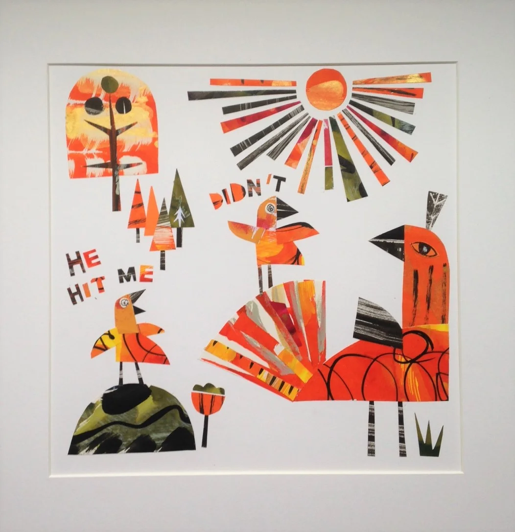 He Hit Me - Didn't collage monoprint