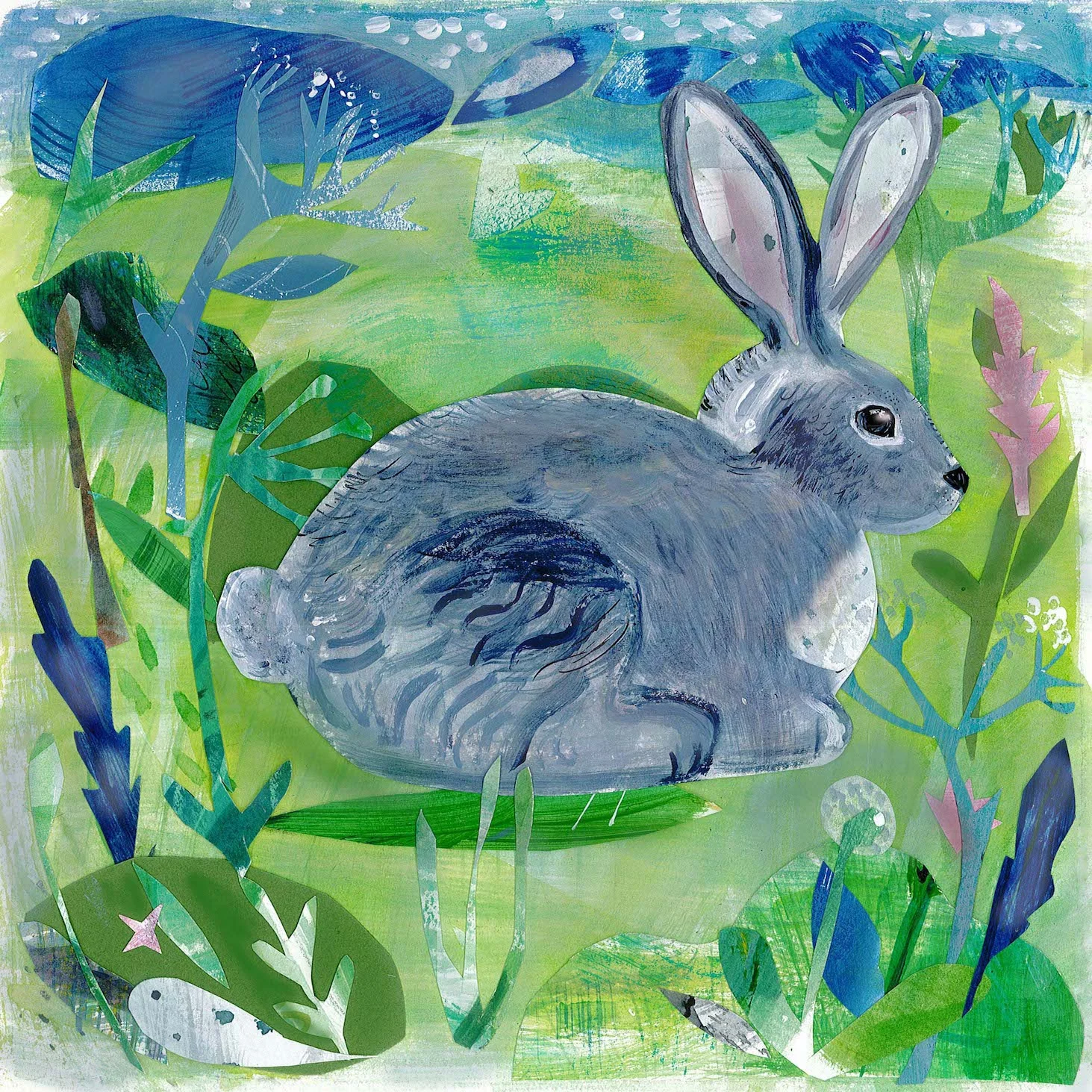 Spring Rabbit mixed media 30 x 30cm £180 framed