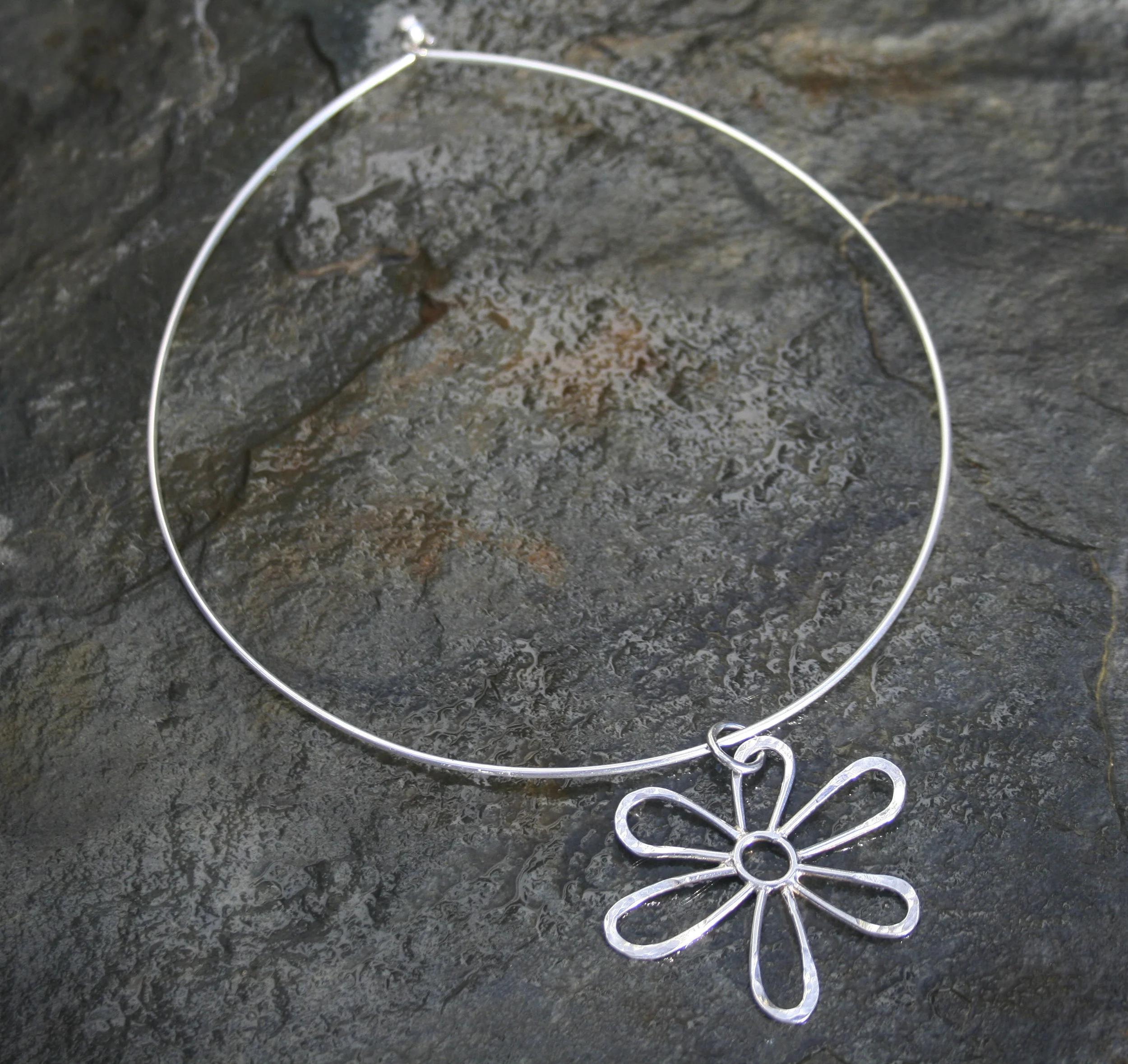 Meadow Flower Cushion Pendant on Solid Silver Necklet £125