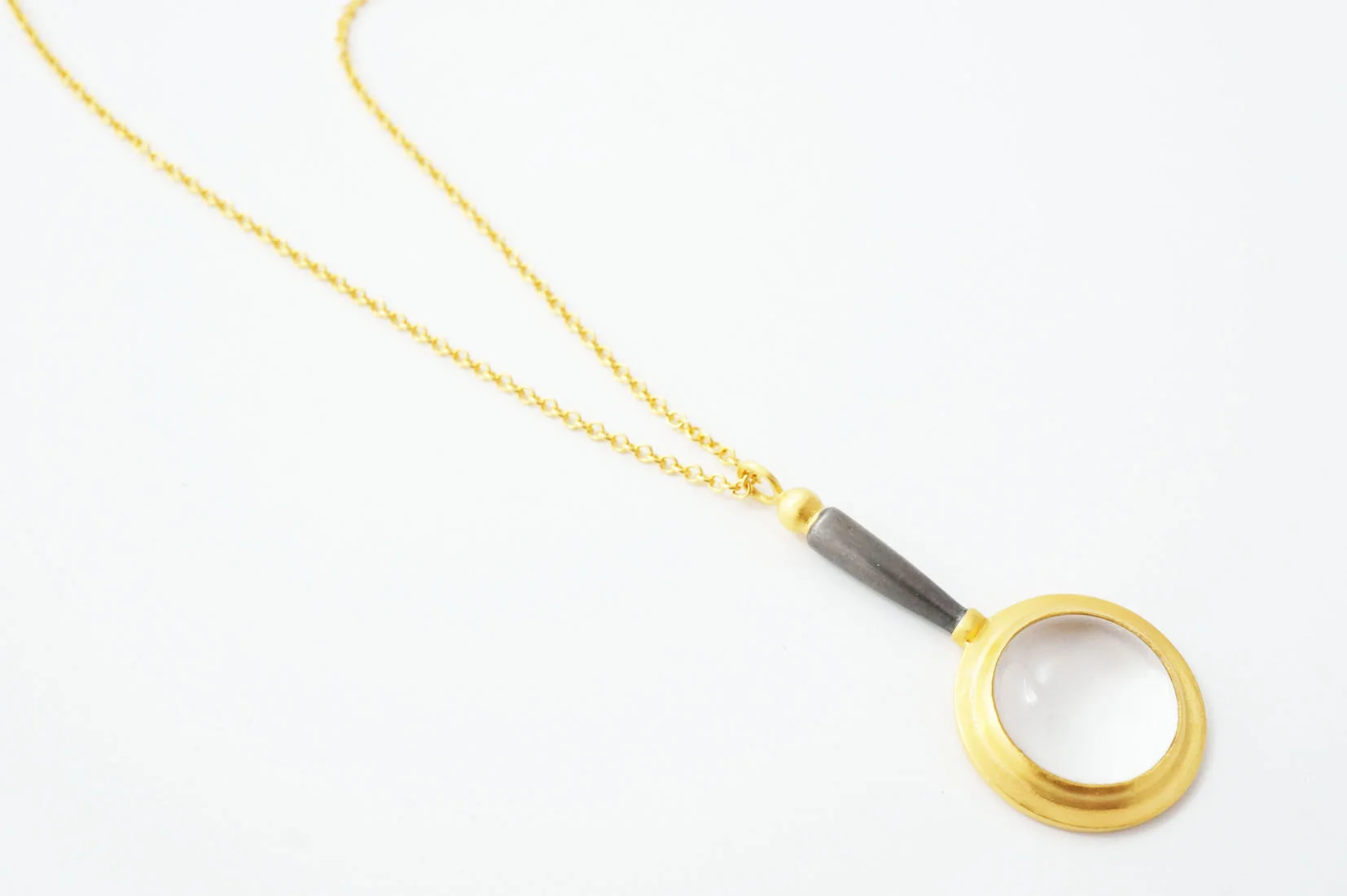 Magnifying Glass Pendant 18ct Gold Vermeil and Black Rhodium Plated Sterling Silver £218