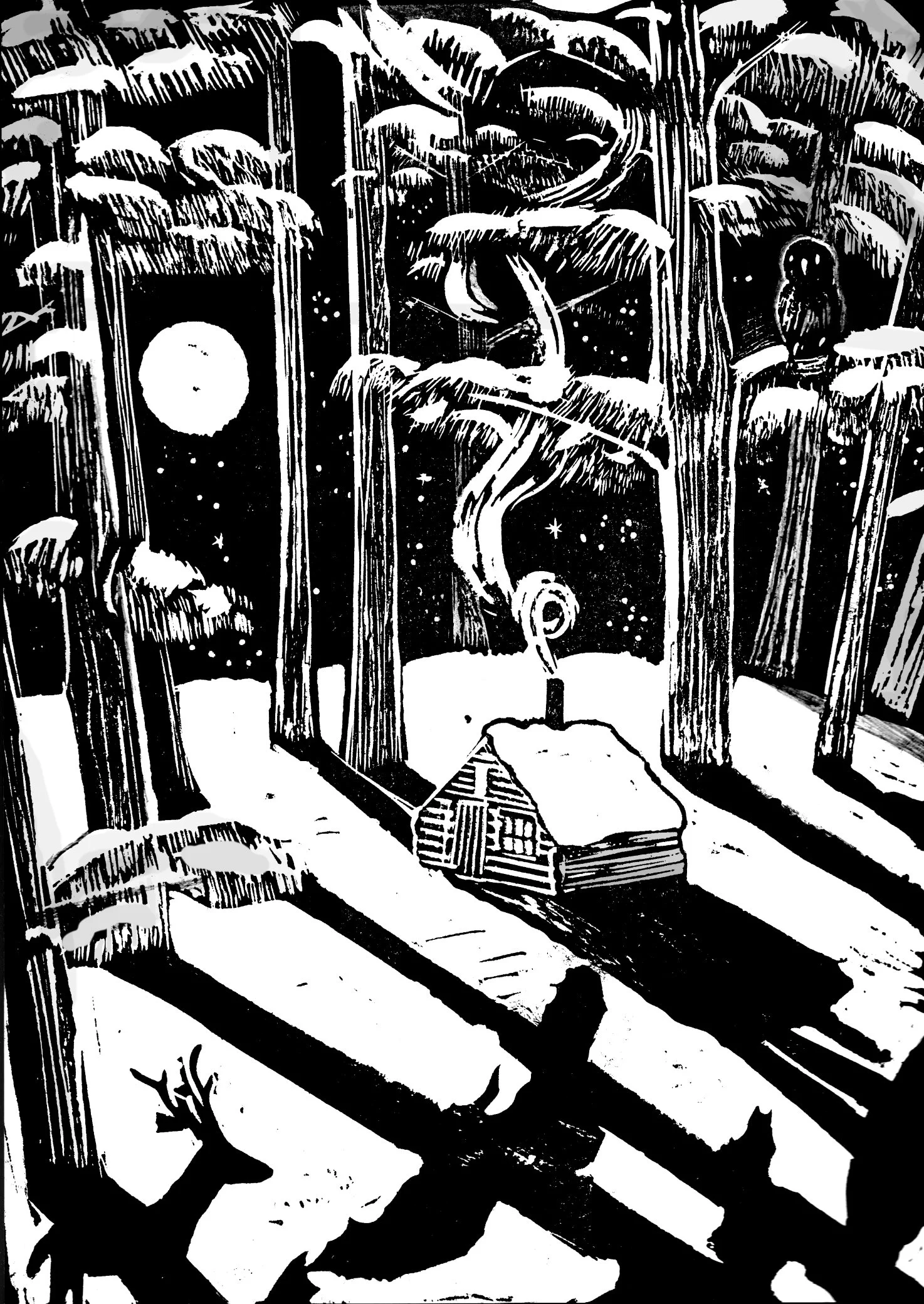 Winter Hideaway linocut £90 (unframed)