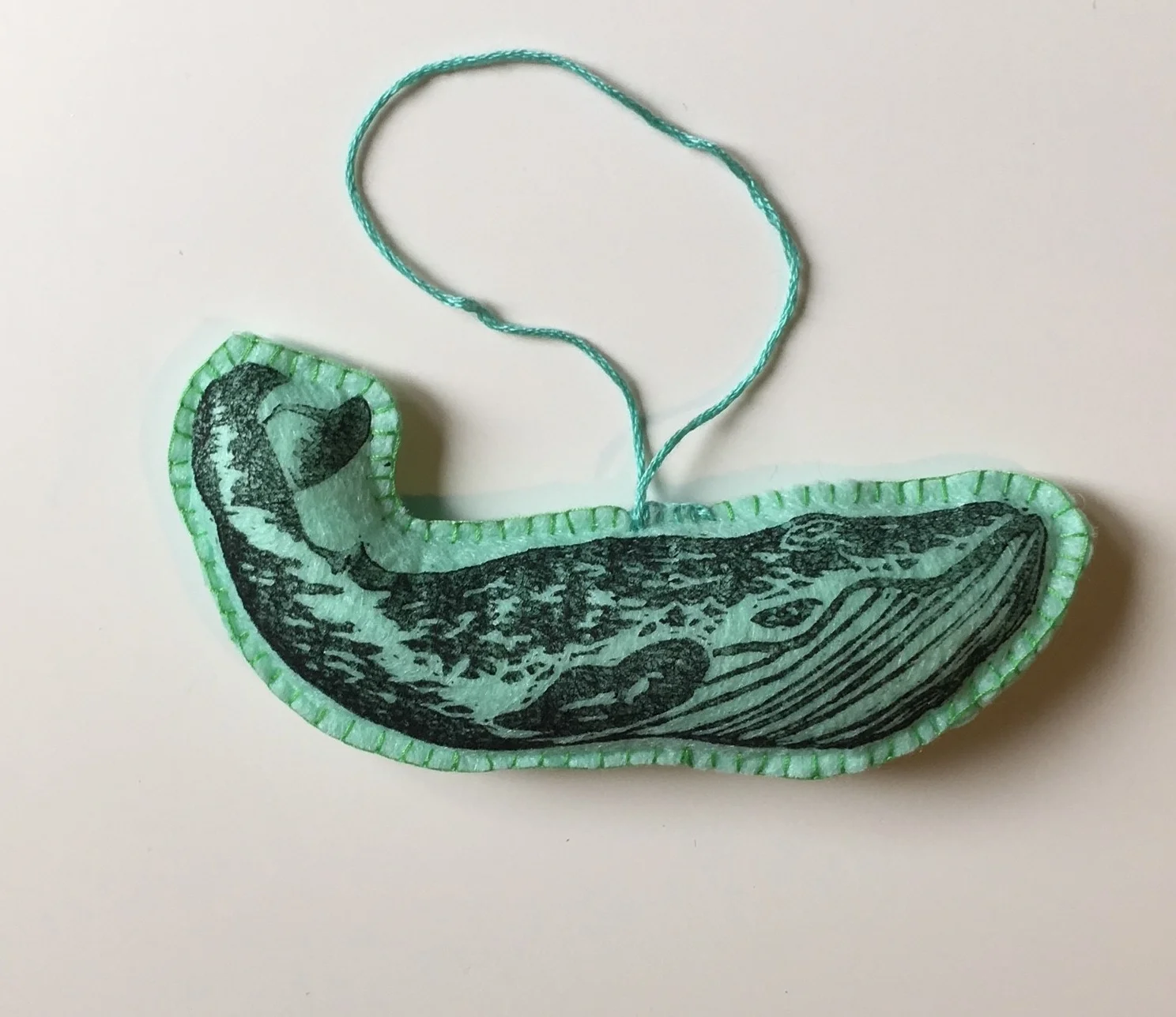 Teal Blue Whale Ornament Lino £6