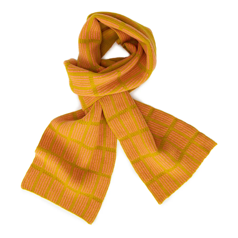 Check Scarf Yellow & Pink Lambs Wool £74