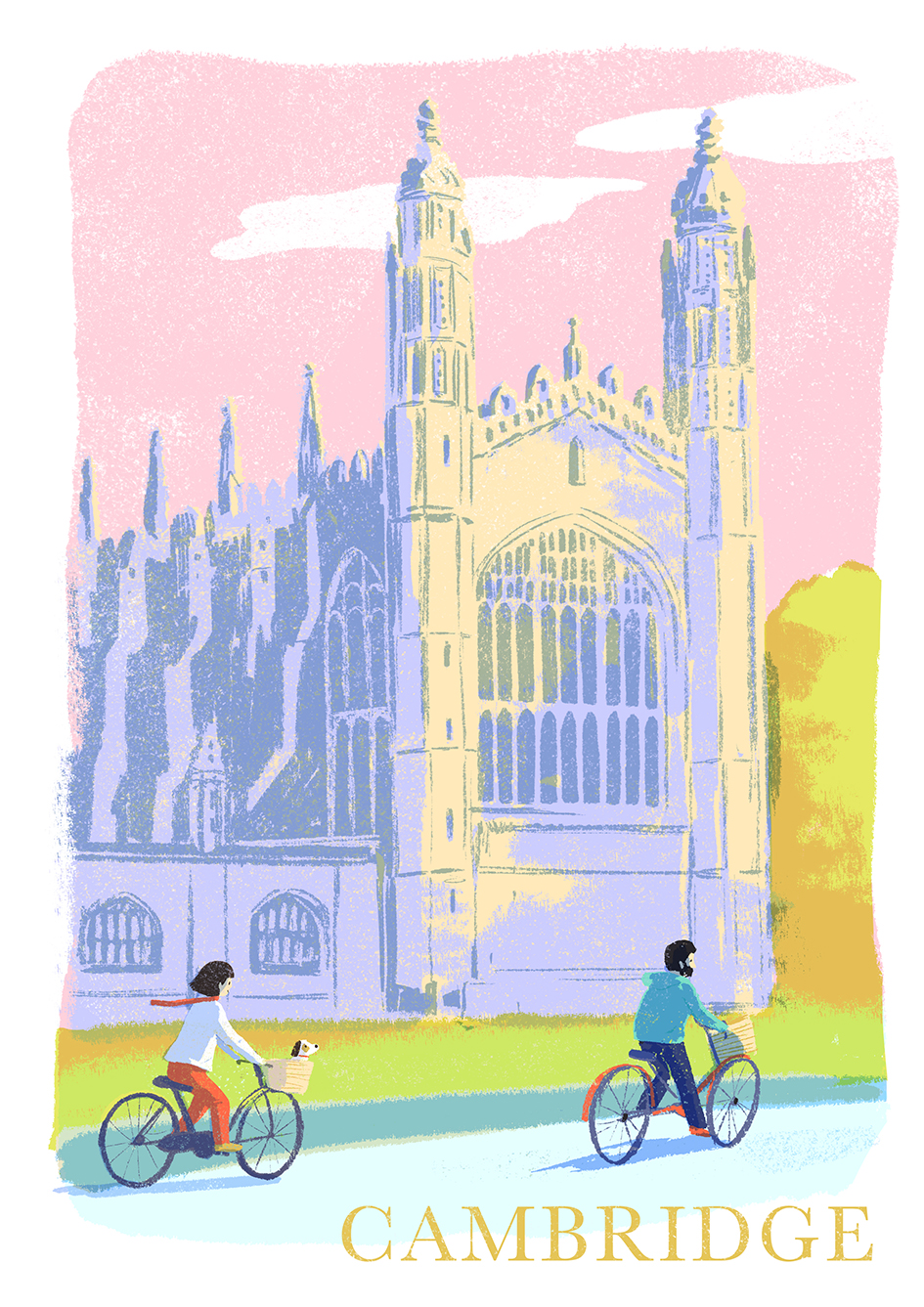 Cycling Past King's Postcard by Carolina Rabei
