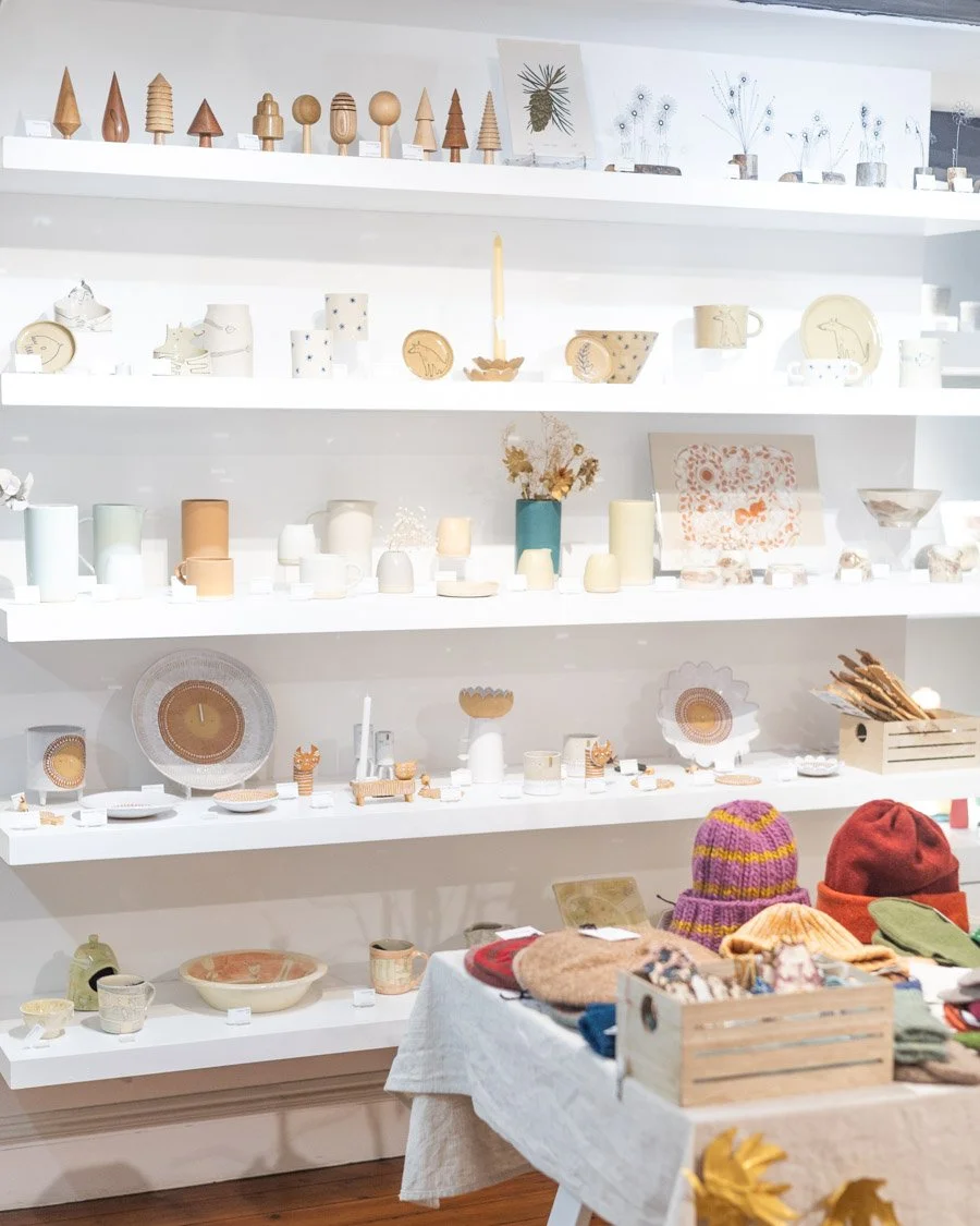 A lovely snap of our shelves this November featuring: 

Shelf 1: trees by The Arboretum, print by Hannah Farthing, wire sculptures by Wild Grey Art 
Shelf 2: ceramics by Martha Blanche Sidonie
Shelf 3: ceramics by Katharine Gray, print by Folded Fore