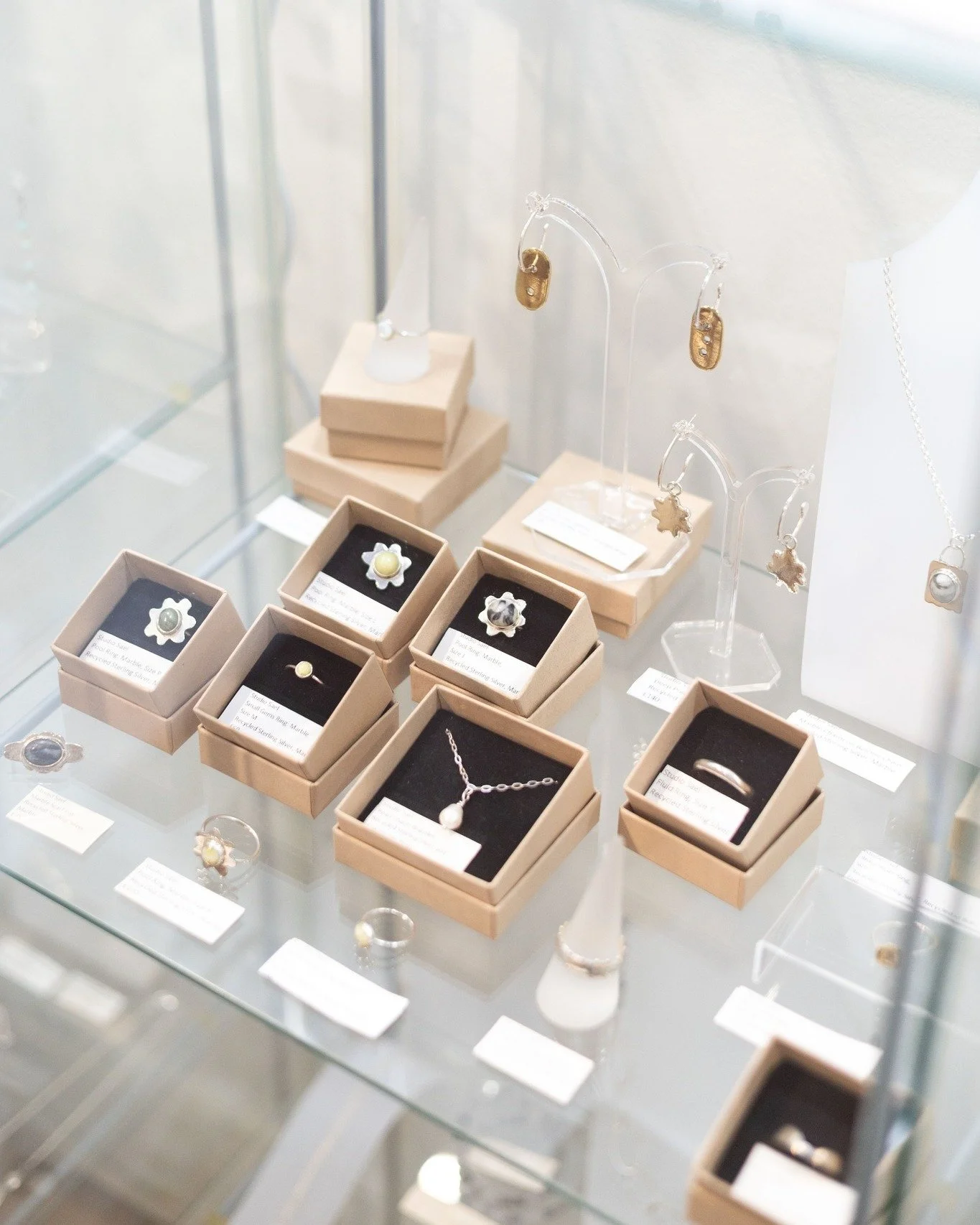Here are the beautiful pieces by Studio S&aelig;l we have on display! We've refreshed our jewellery displays so pop by for a try on and to discover our array of jewellers who create all their pieces by hand! 

@studiosael 

#silverjewellery #ukcrafts