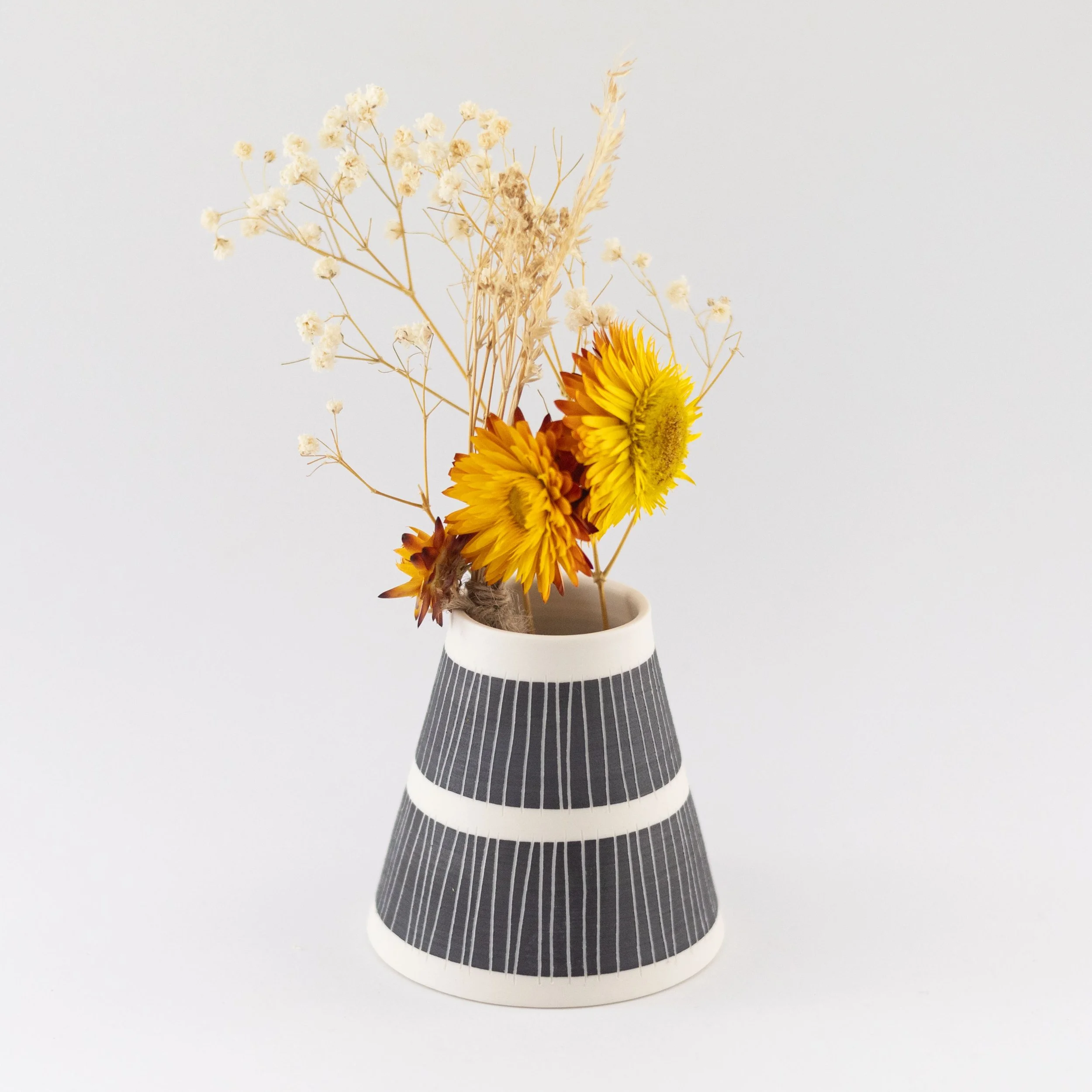 Striped Small Vase White Rim by Vicky Hageman