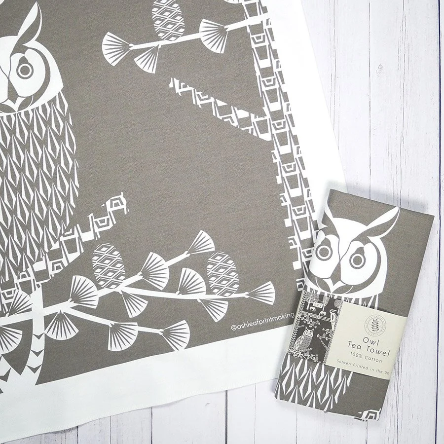 Owl Tea Towel by Ashley Hutchinson