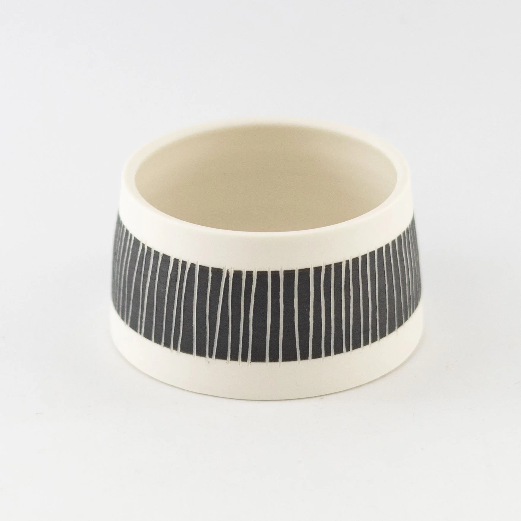 Striped Olive Bowl- White Rim by Vicky Hageman