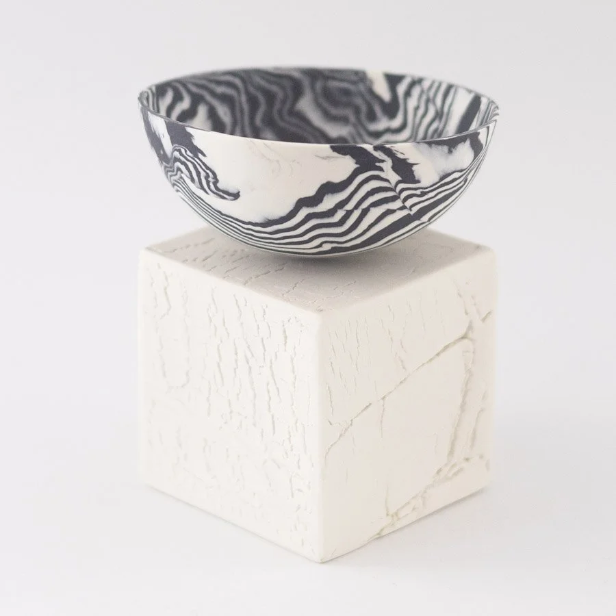 Rocking Bowl on Porcelain Cube by Kim Colebrook