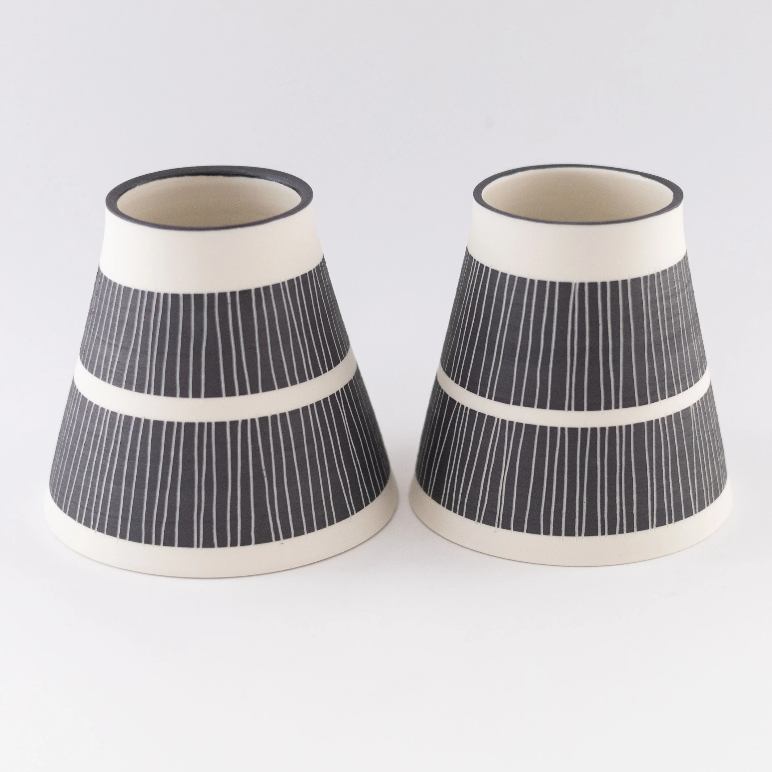Striped Medium Vase Black Rim by Vicky Hageman