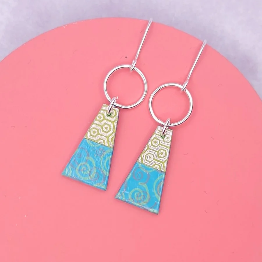 Trapeze Earrings Tropical Turquoise  by Circle and Dash