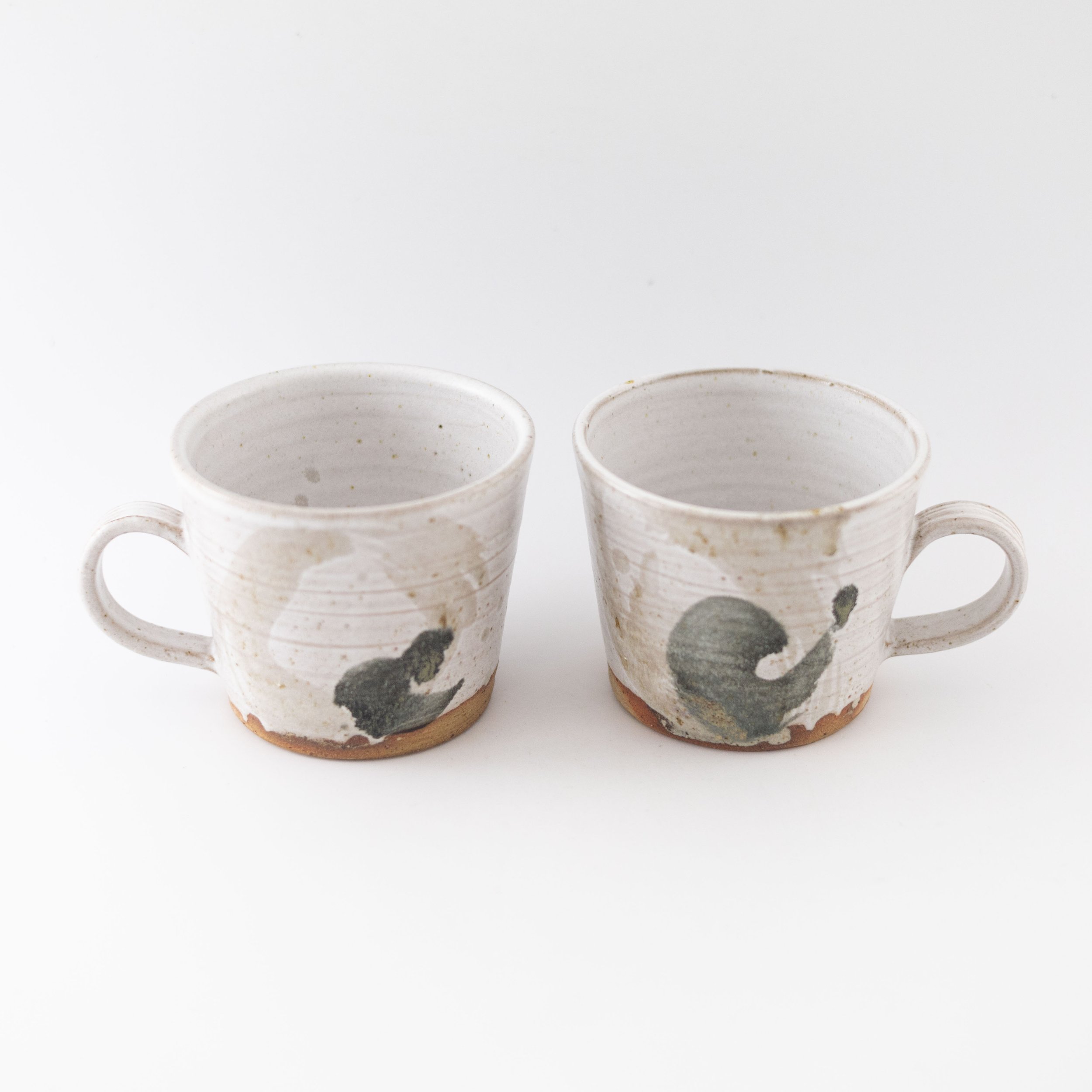 Black Brush Large Mug with Dolomite and Wood Ash Glaze by Rachel Gray