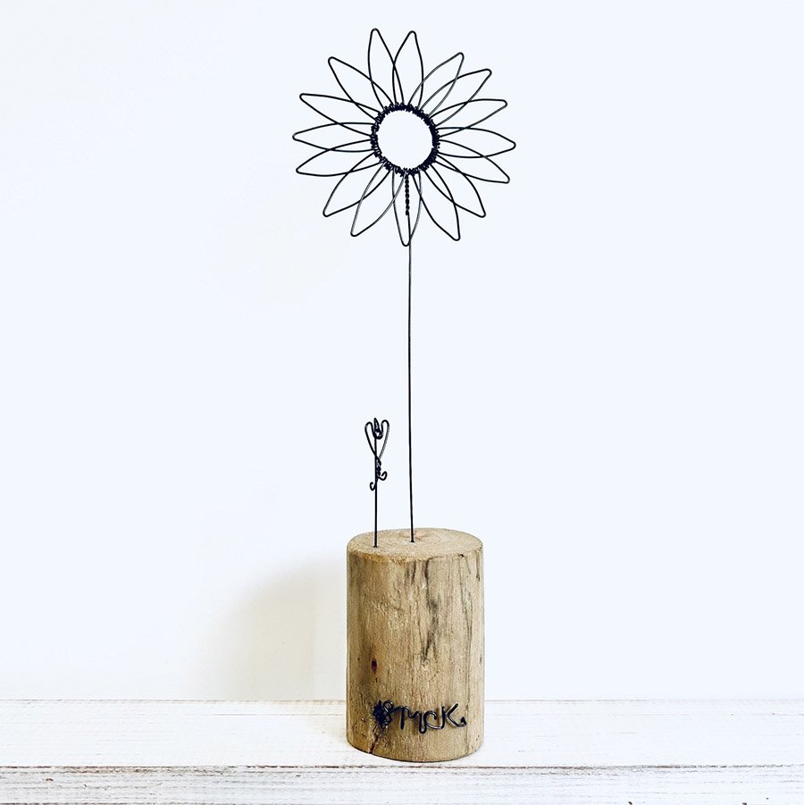 Sunflower and Heart by Wild Grey Art