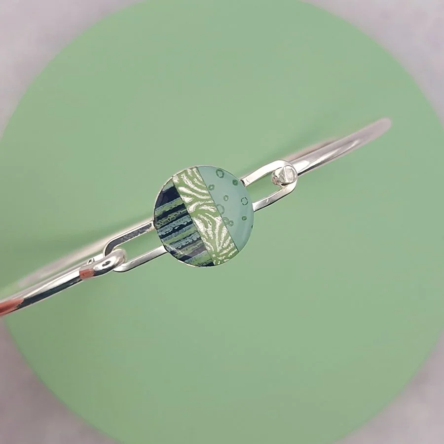 Silver-plated Bangle Sea Green by Circle and Dash