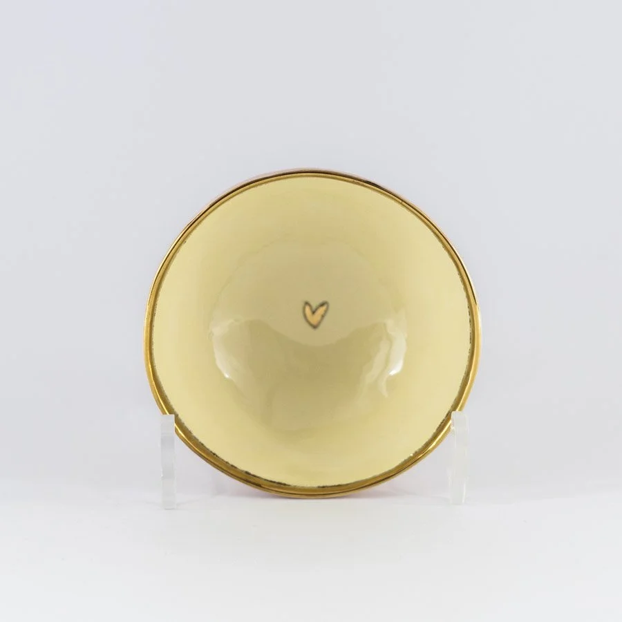 Pink and Cream Small Bowl with Heart by Sophie Smith