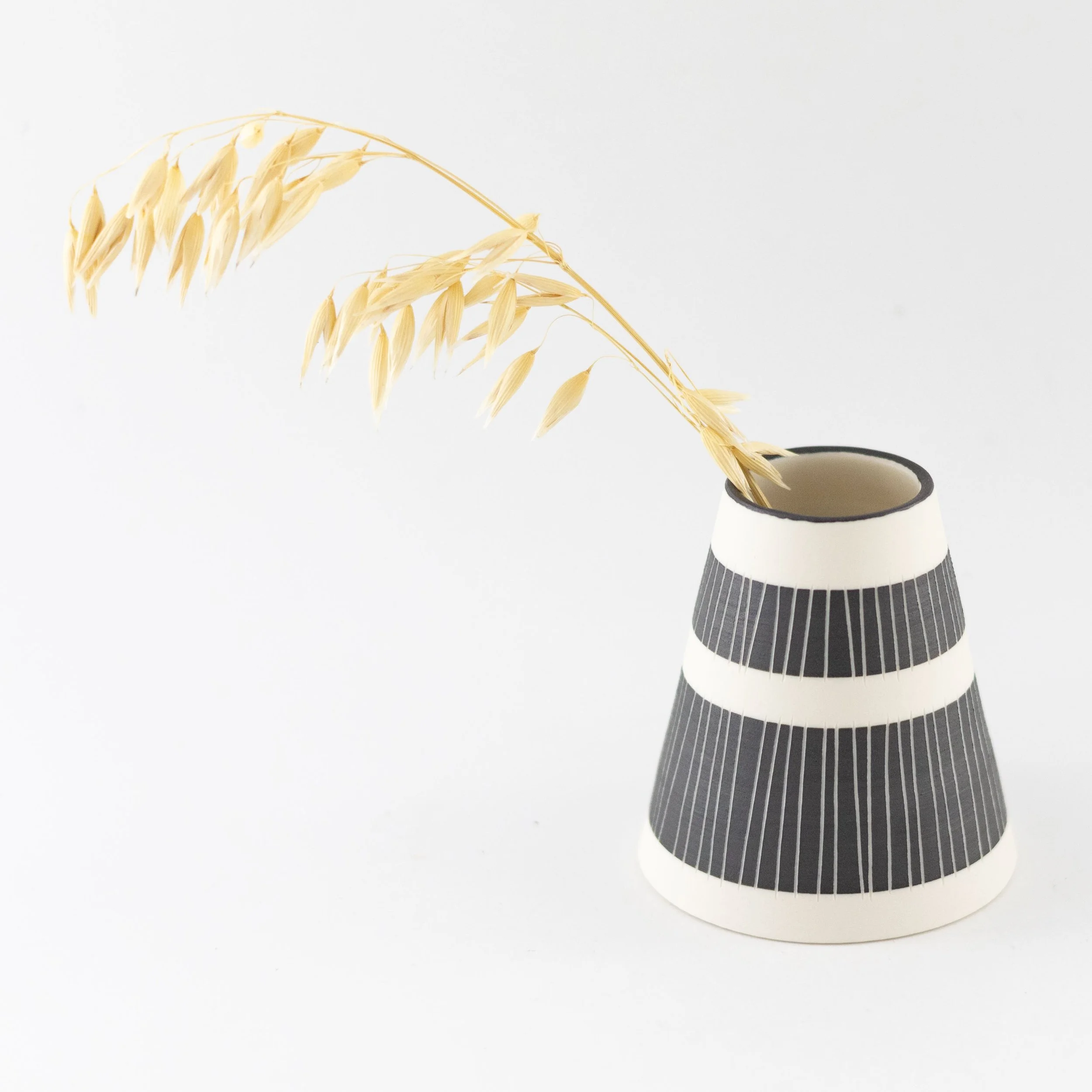 Small Striped Vase- Black Rim by Vicky Hageman