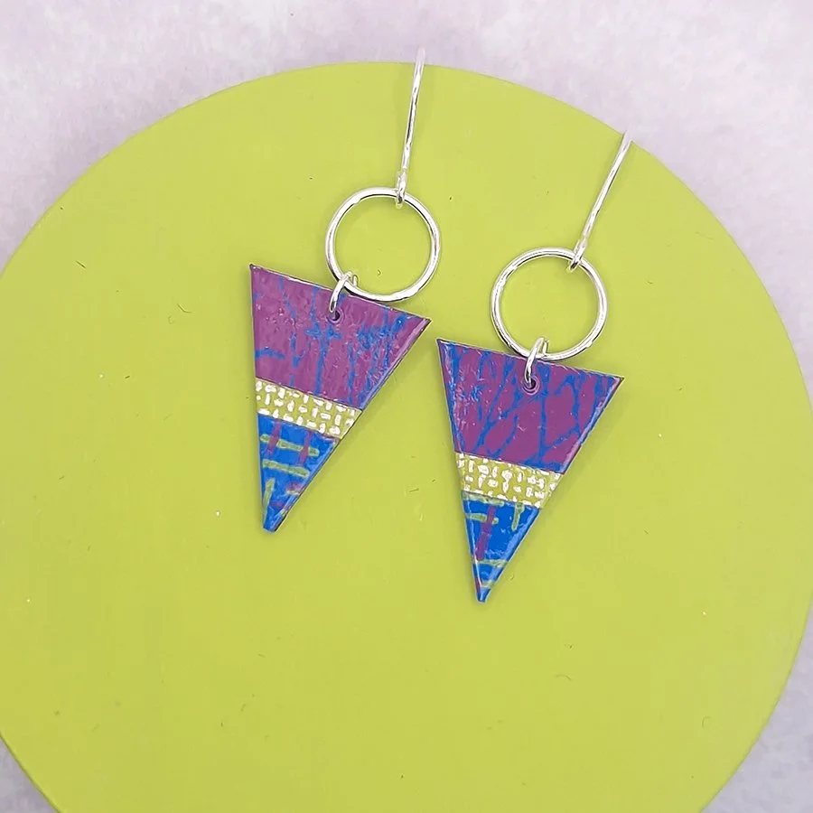 Triangle Hook Earrings Blue Violet by Circle and Dash