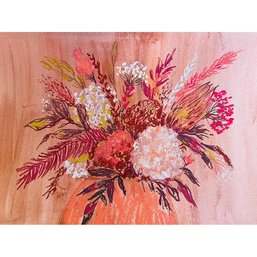 Pink and Red Flowers by Carolina Rabei