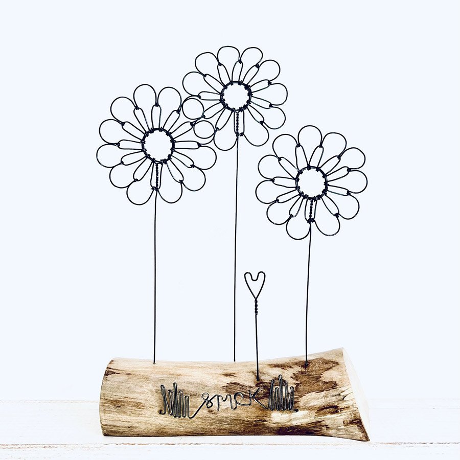 Dahlias & Heart by Wild Grey Art