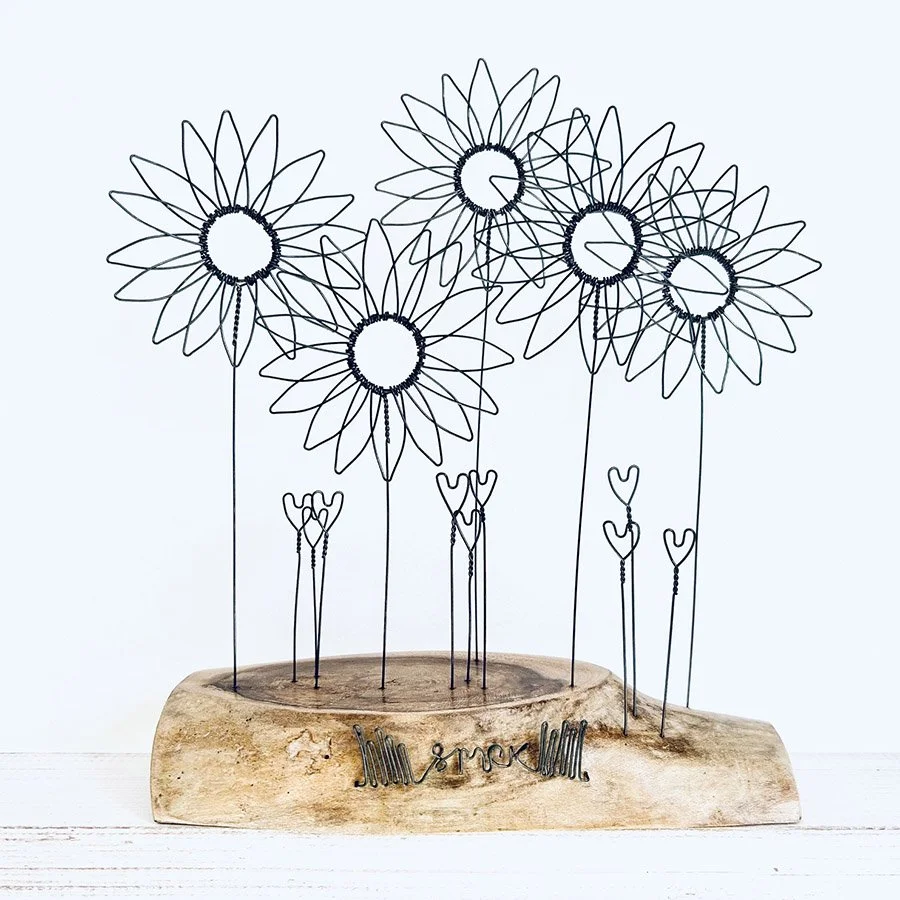Sunflowers and Hearts by Wild Grey Art