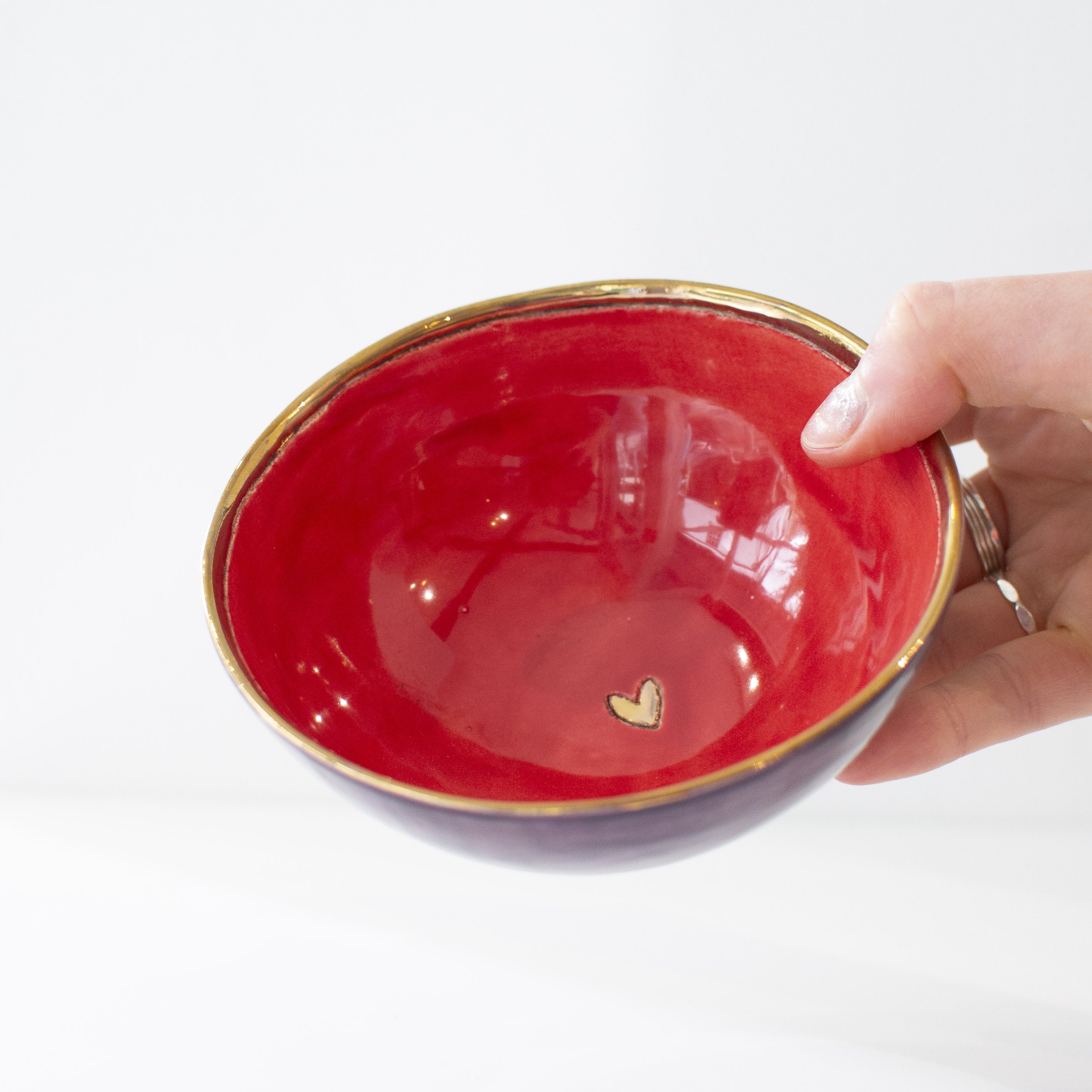 Purple and Red Small Bowl with Heart by Sophie Smith