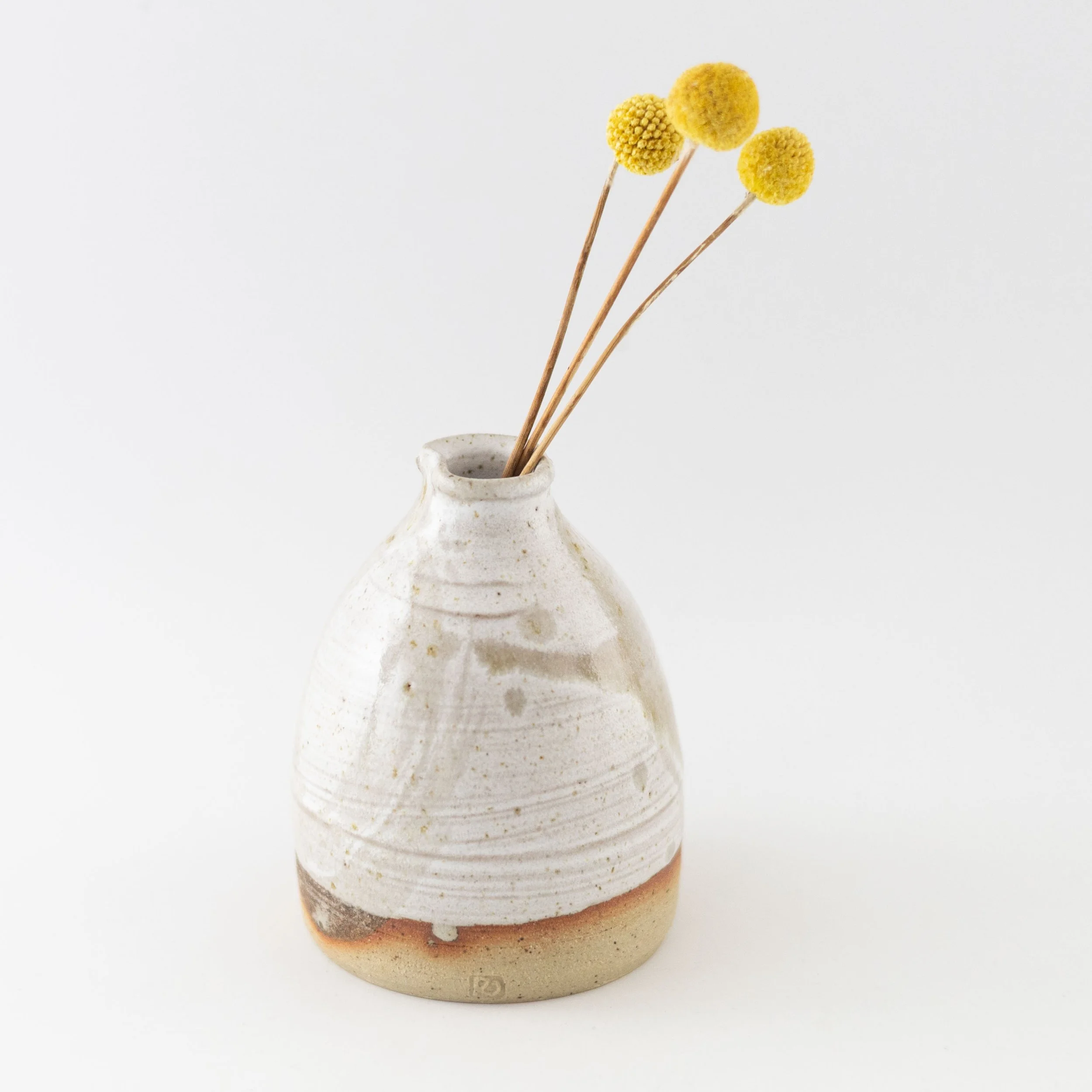 Bud Vase with Dolomite and Wood Ash Glaze by Rachel Gray